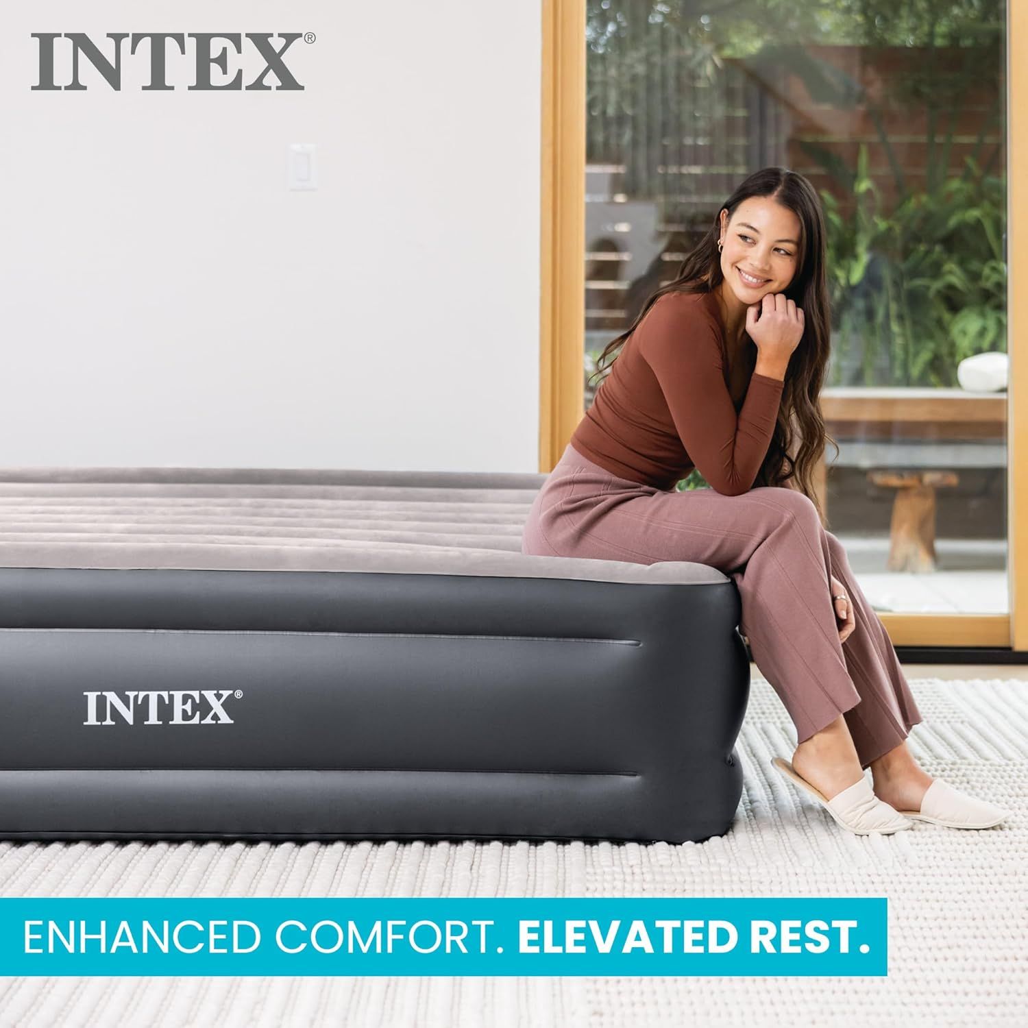 Communicates the product's primary benefit of providing superior comfort and elevated sleeping experience, positioning the air mattress as a premium rest…