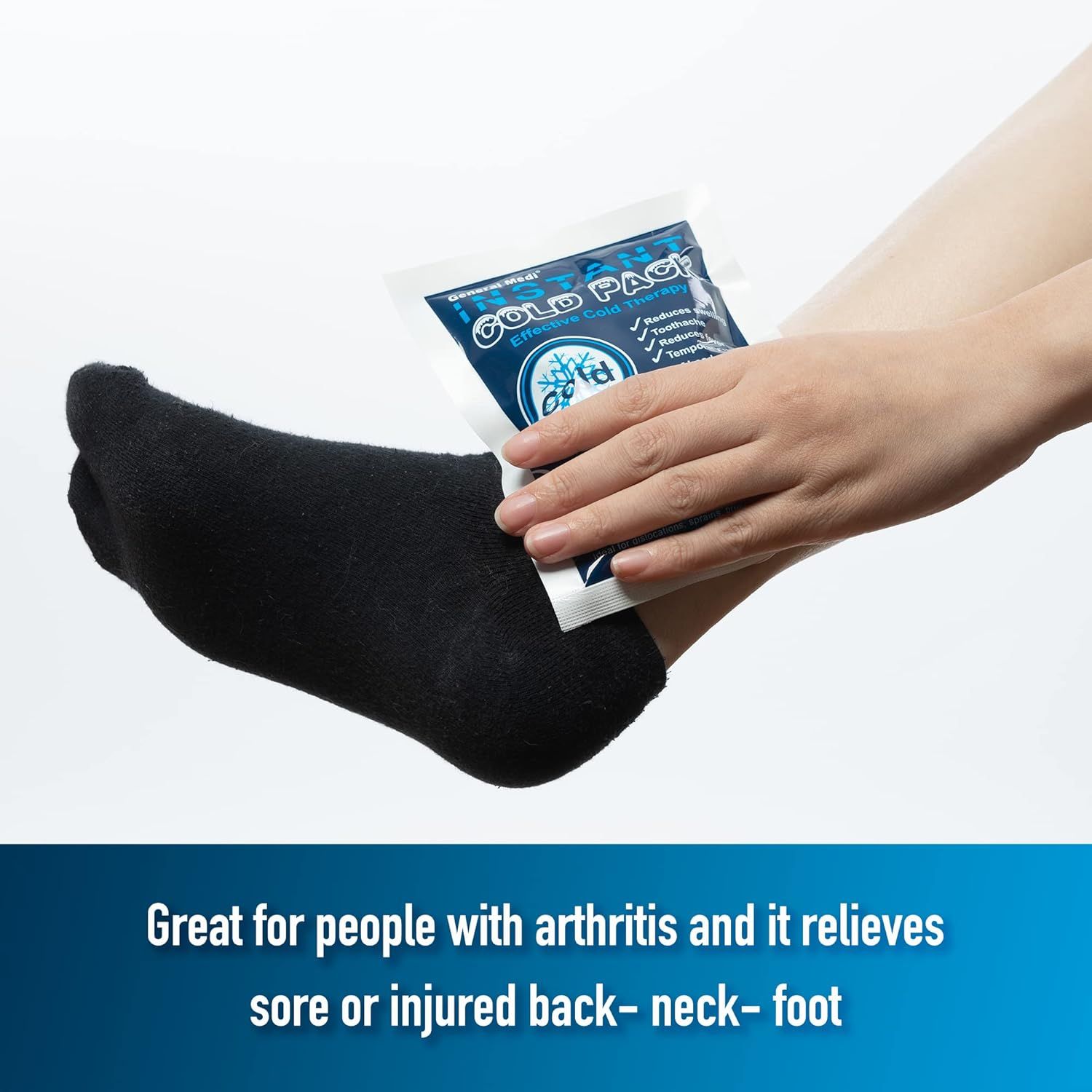 Demonstrates the product's versatility by showing it can be used for multiple types of pain (arthritis, back, neck, foot), reassuring shoppers of its broad…