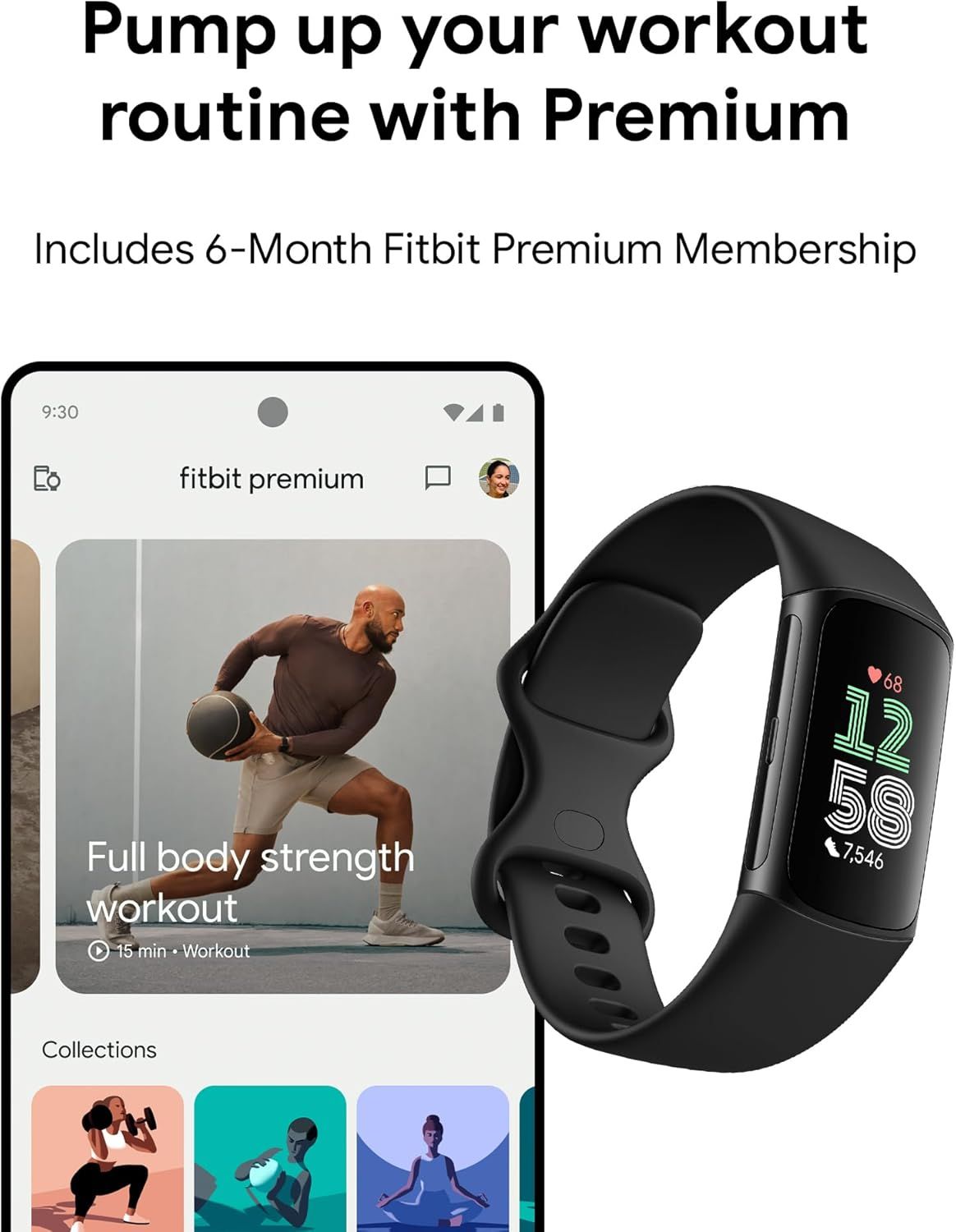 Communicates that the product includes a 6-month Fitbit Premium membership, showcasing the added value and digital content that comes with the fitness tracker purchase.