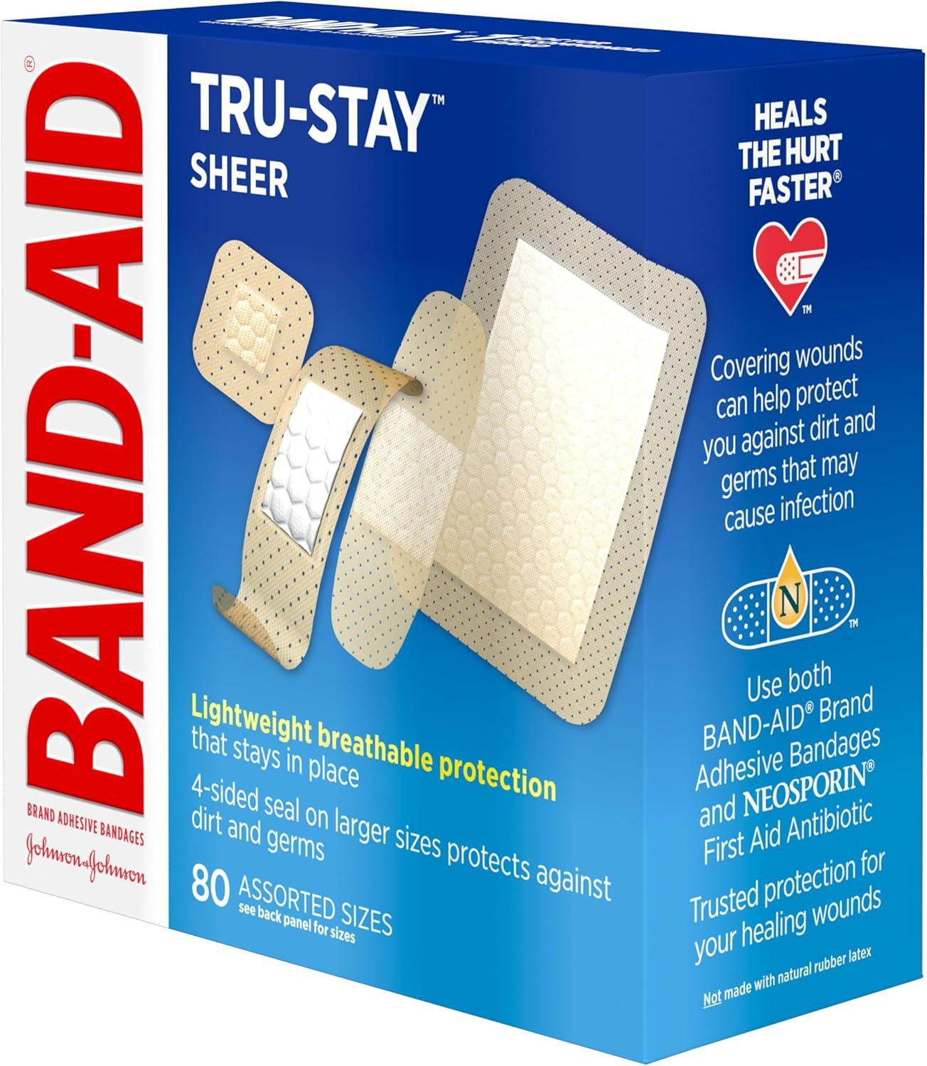 Communicates multiple distinct benefits of the bandages including adhesion technology, breathability, sealing protection, faster healing, and germ protection…