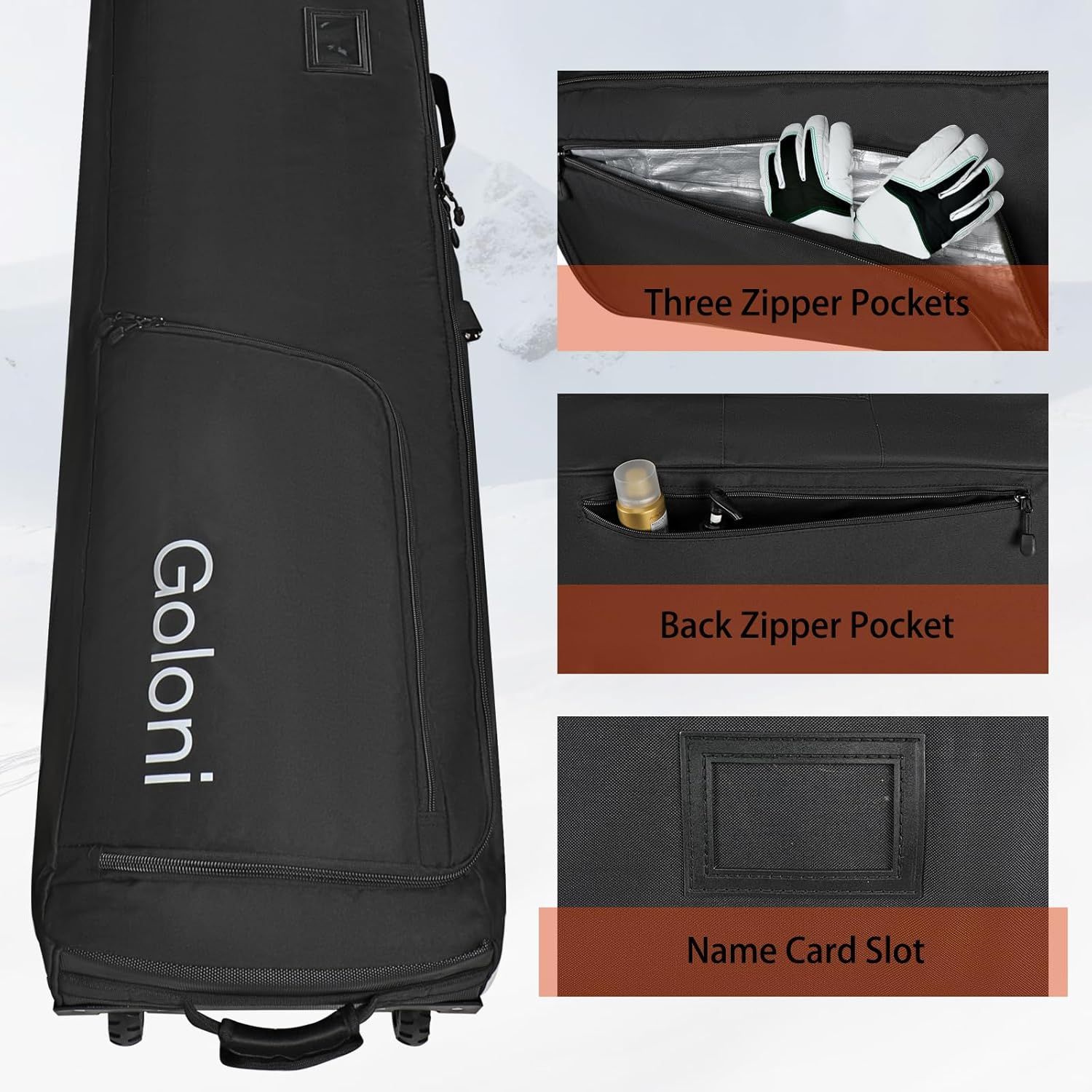 Breaks down the golf bag's key organizational features to show shoppers the storage options and functional components available for their equipment and…