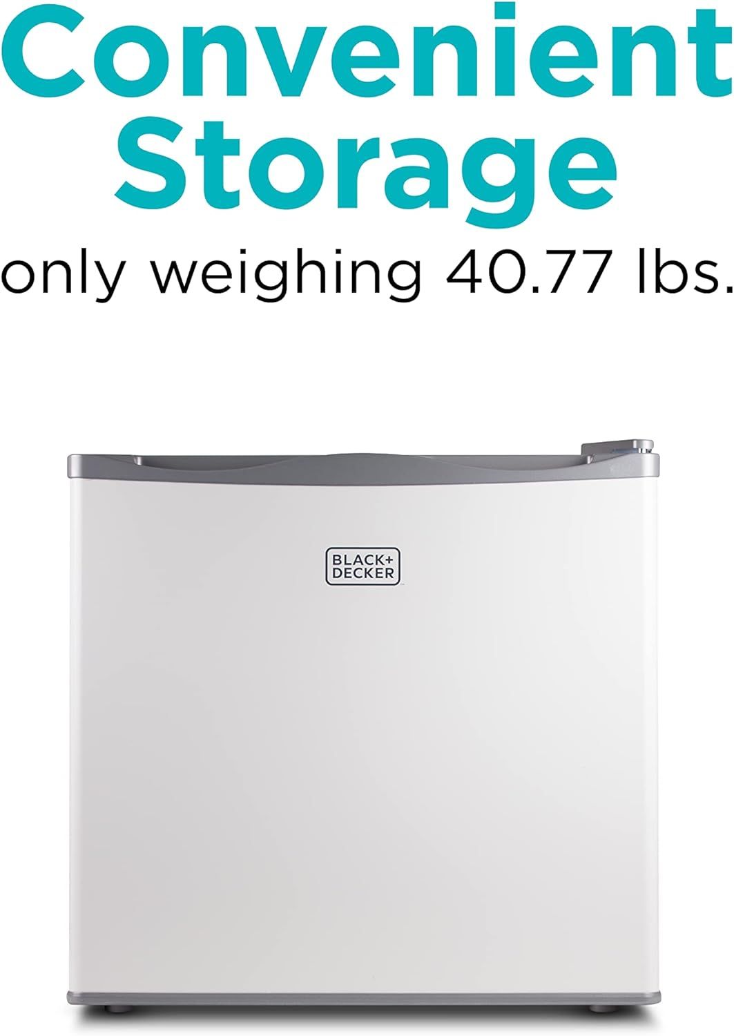 Highlights the product's lightweight design at 40.77 lbs to reassure shoppers that it's easy to move and store despite being a full-sized appliance.