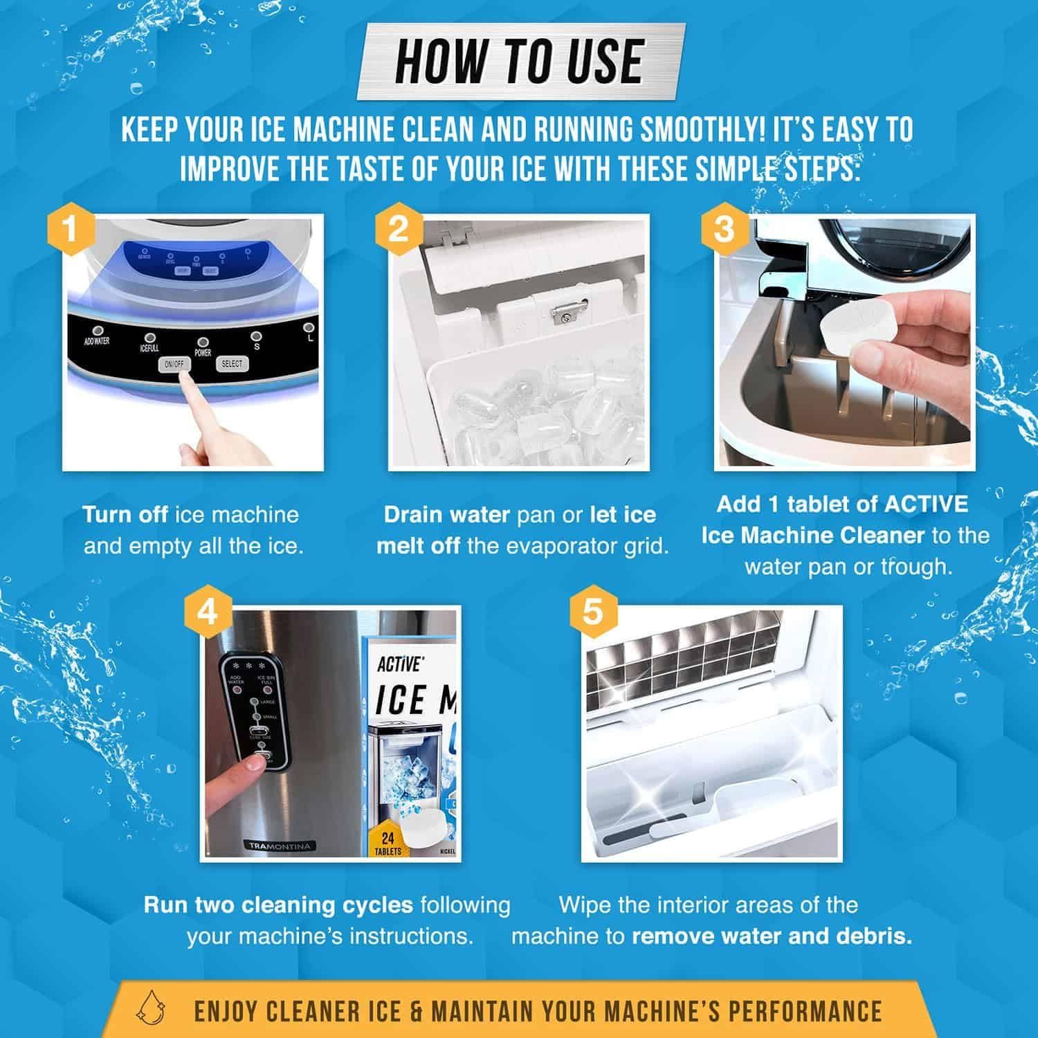 Provides step-by-step instructions on how to clean and maintain an ice machine to ensure optimal performance and ice quality.