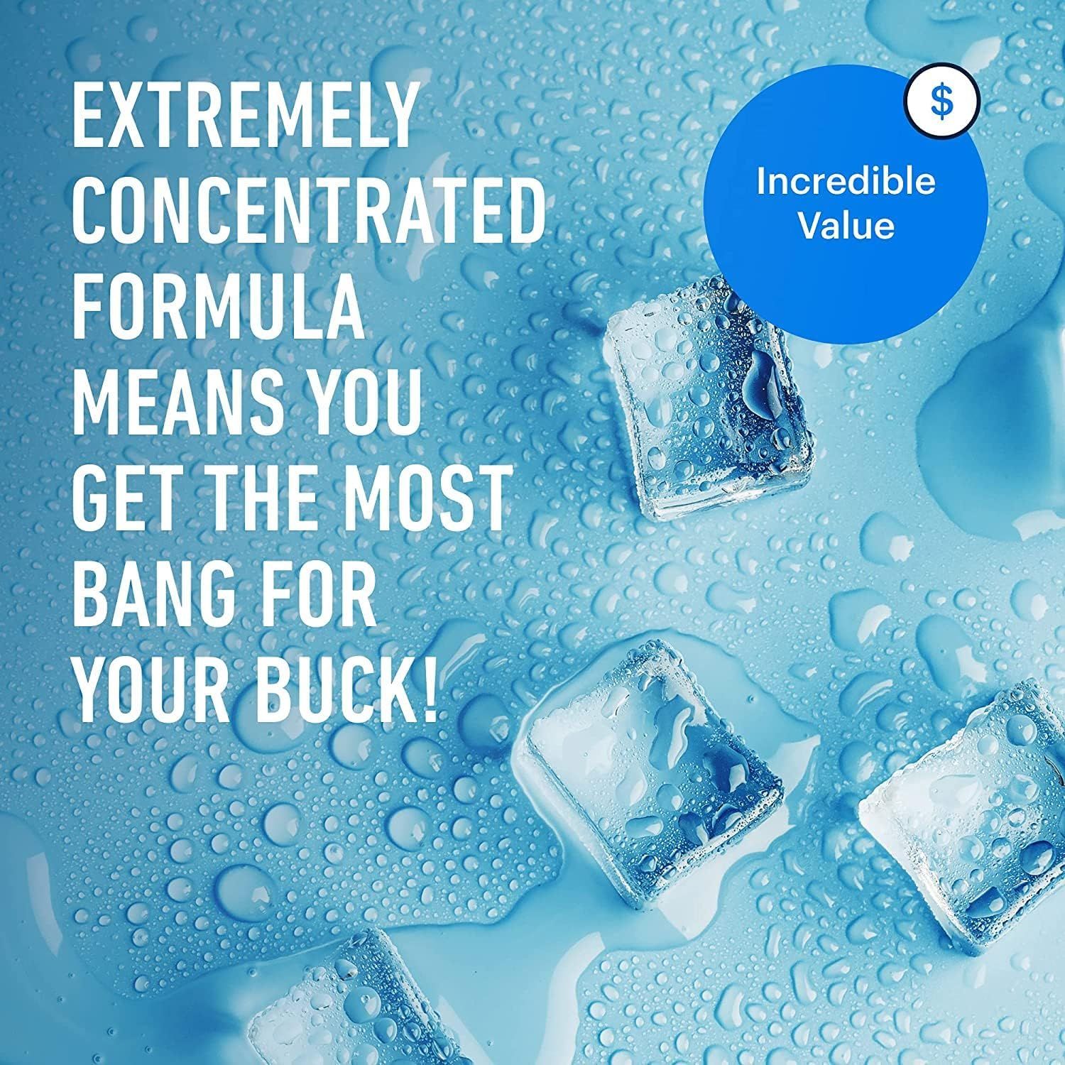 Communicates that the product's concentrated formula delivers exceptional value for money, reassuring shoppers they get more effectiveness per dollar spent.