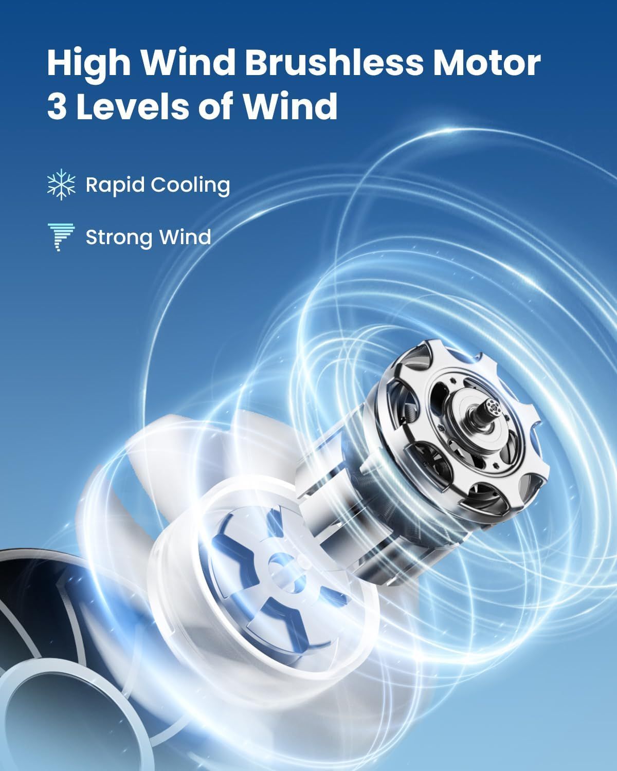 Highlights the internal structure and key component (brushless motor) of the product to communicate advanced technology and engineering quality. Communicates…