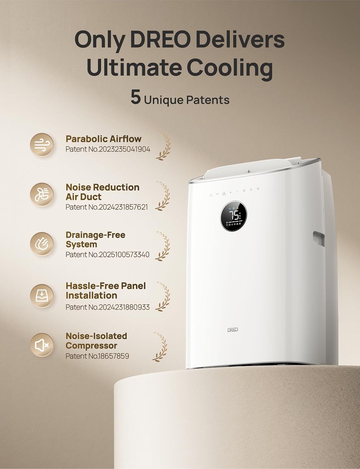 Communicates the brand's proprietary technology and patented innovations across five distinct features to establish product superiority and technical…