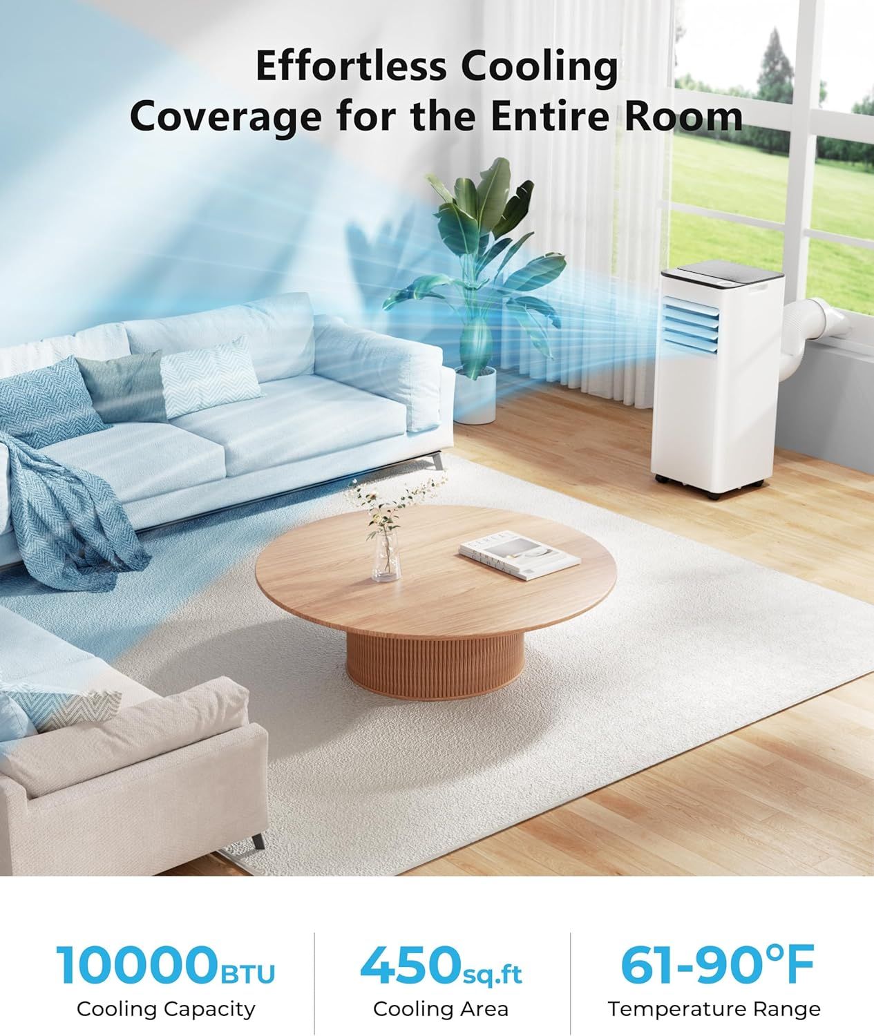 Communicates the product's quantifiable performance specifications—cooling capacity, coverage area, and temperature range—to help shoppers understand the…