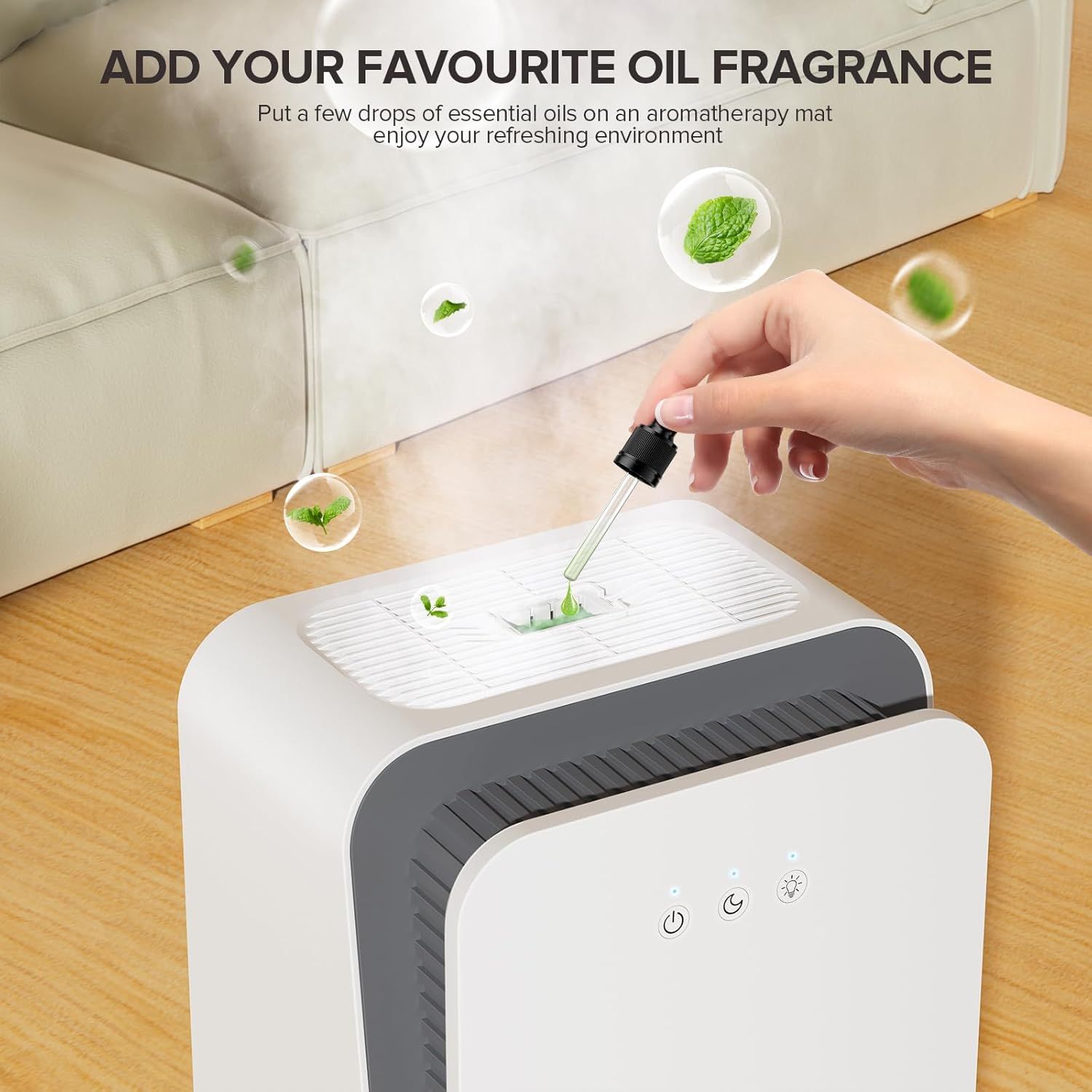 Demonstrates how to use the product by adding essential oils to the aromatherapy mat, showing shoppers the simple setup process for creating a refreshing…