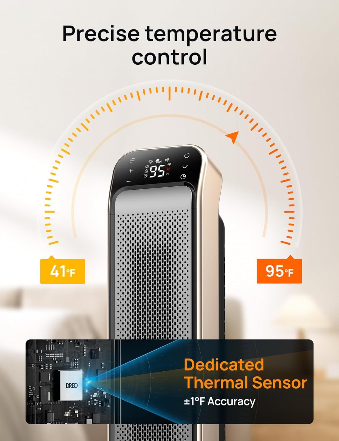 Highlights the internal thermal sensor component that enables precise temperature control accuracy, reassuring shoppers of the product's technical…