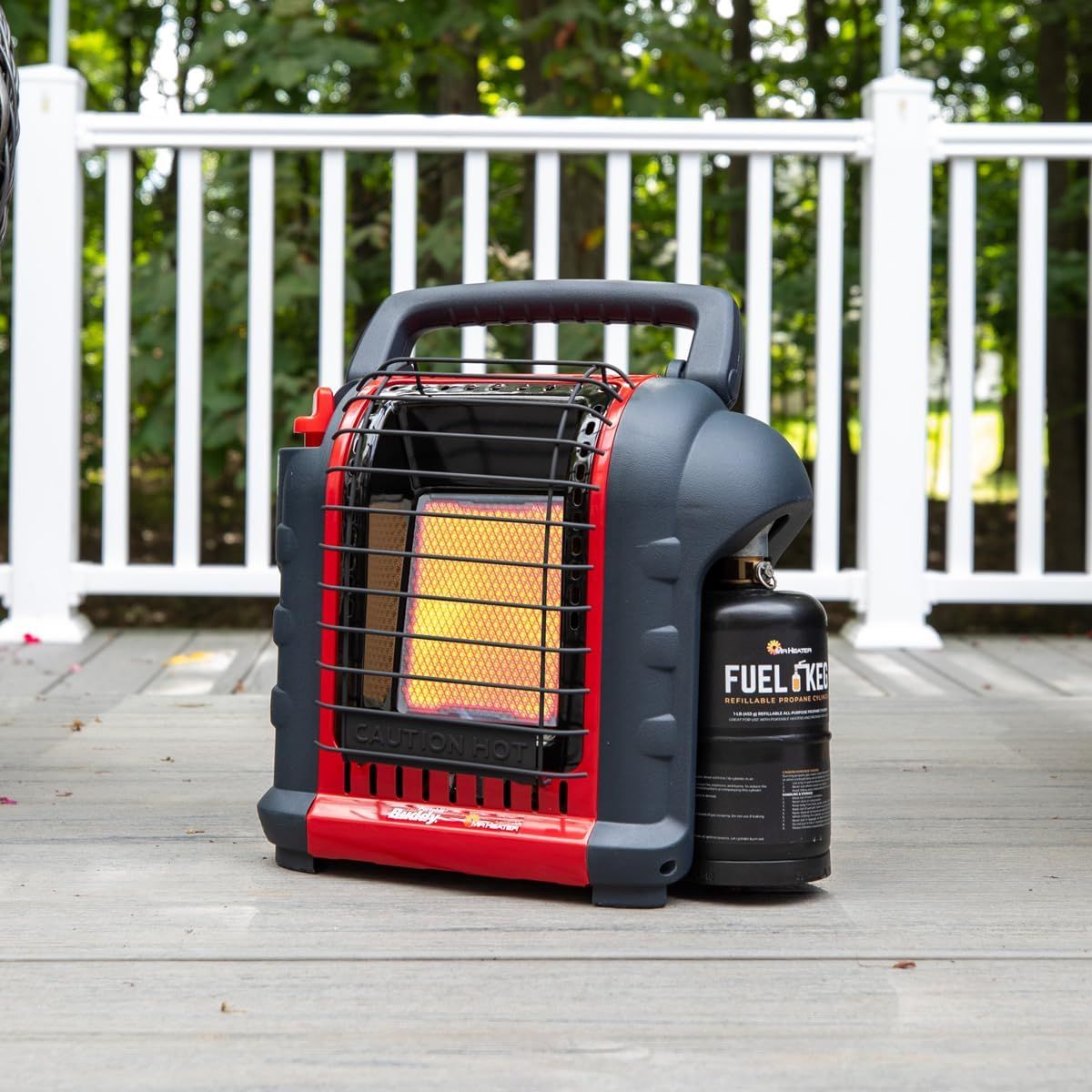 Demonstrates the product in a real-world outdoor setting to show shoppers how it can be used on a deck or patio, emphasizing its portability and practical…
