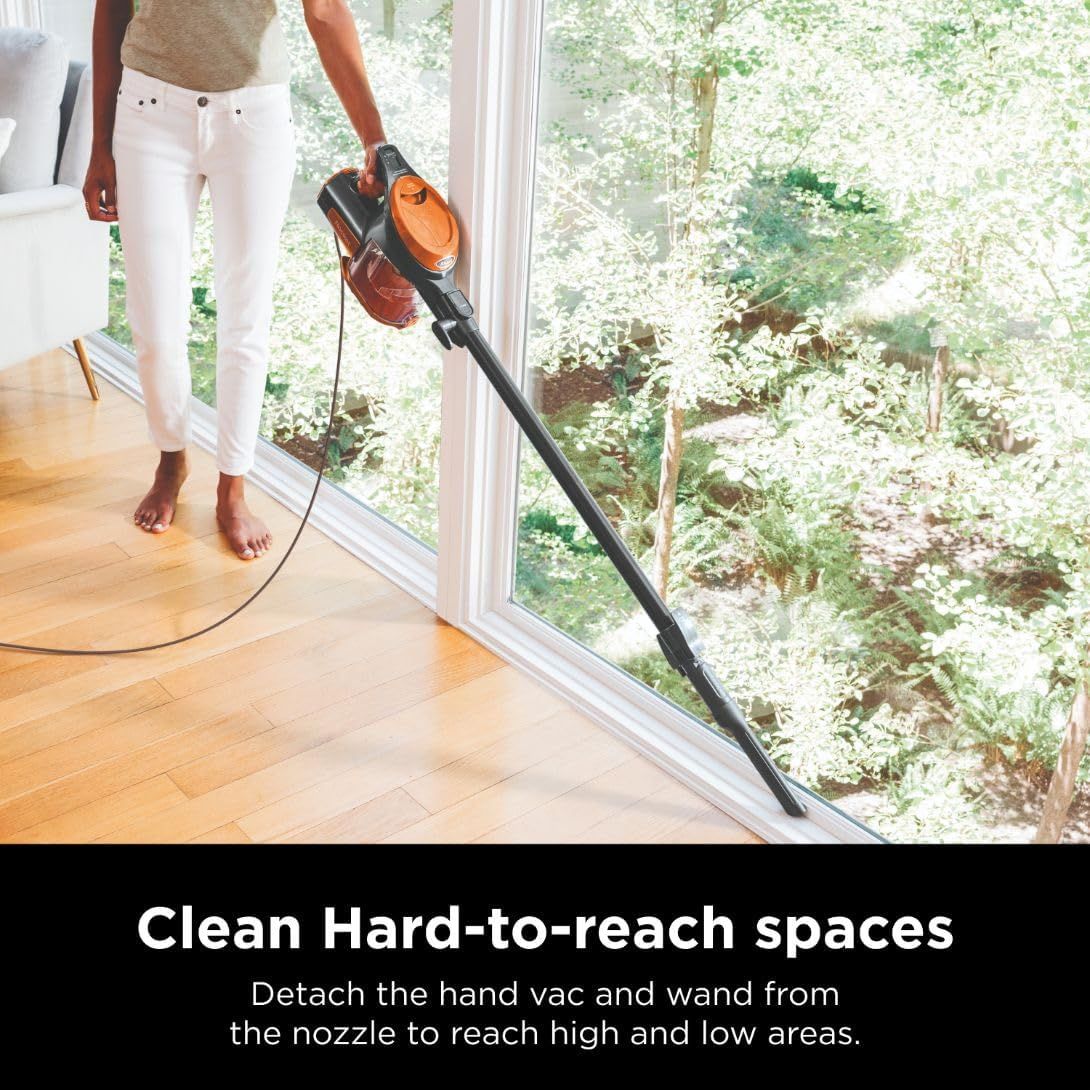 Demonstrates how to use the vacuum's detachable wand feature to clean hard-to-reach spaces like high windows and baseboards, emphasizing ease of use and…
