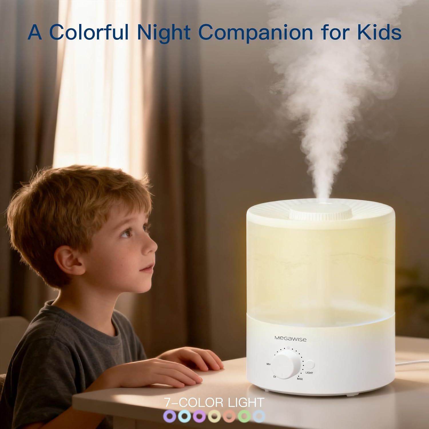 Demonstrates the product in a real-world bedroom setting with a child, showing it as a comforting nighttime companion that creates a soothing atmosphere for…