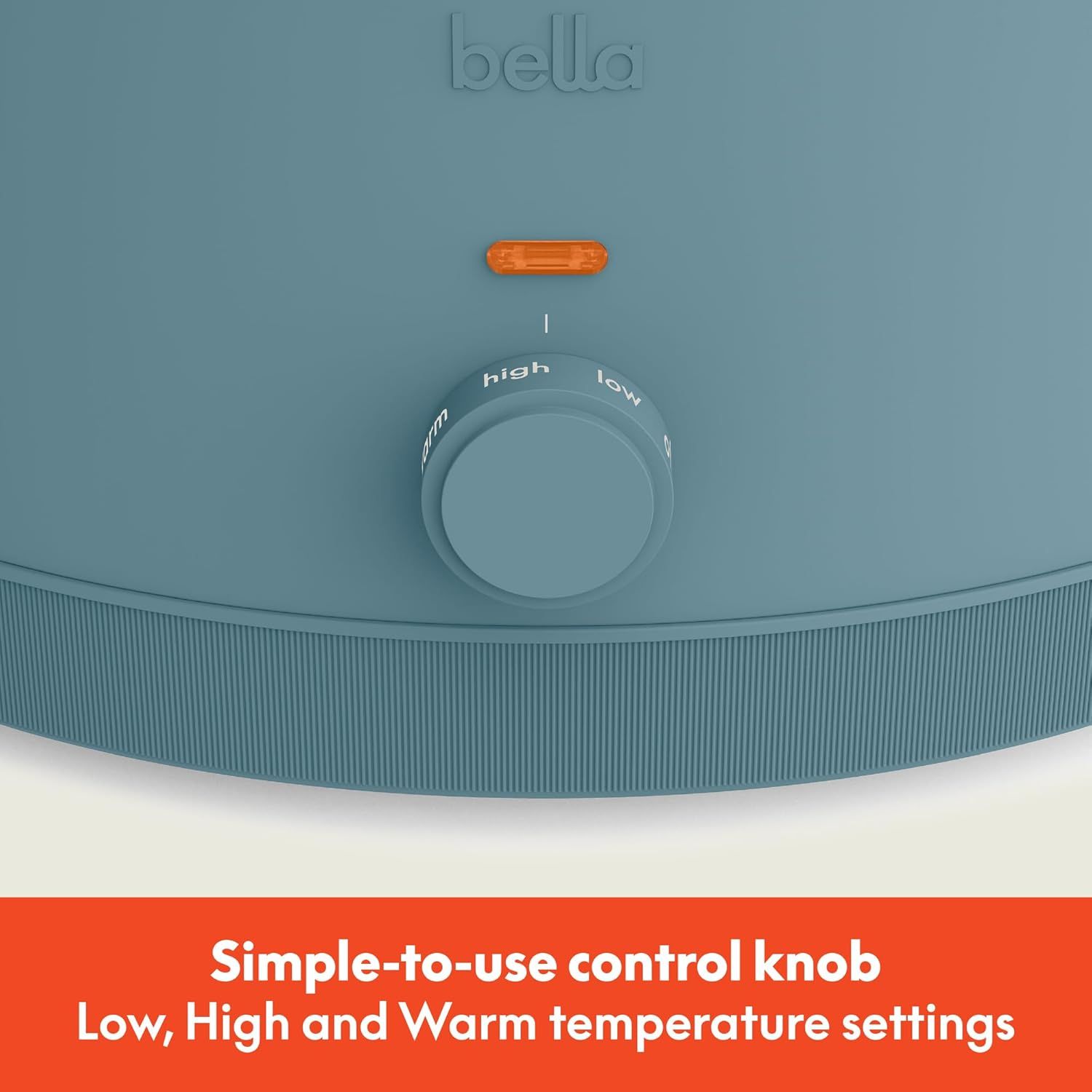 Highlights the product's ease of use through a simple control knob with low, high, and warm temperature settings, reassuring shoppers that the product is…