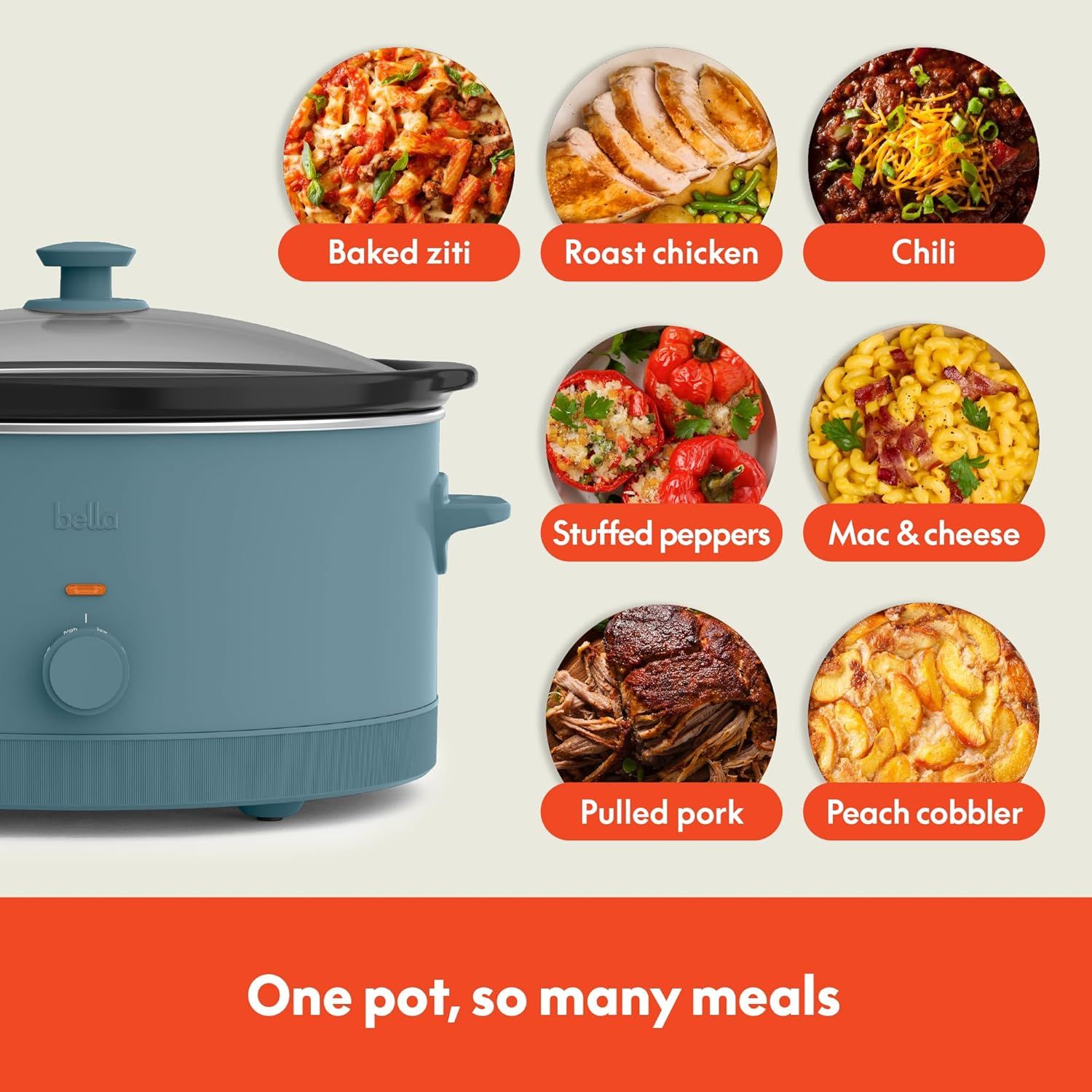 Demonstrates the versatility of the slow cooker by showcasing seven different meal options that can be prepared in one pot, reassuring shoppers of the…