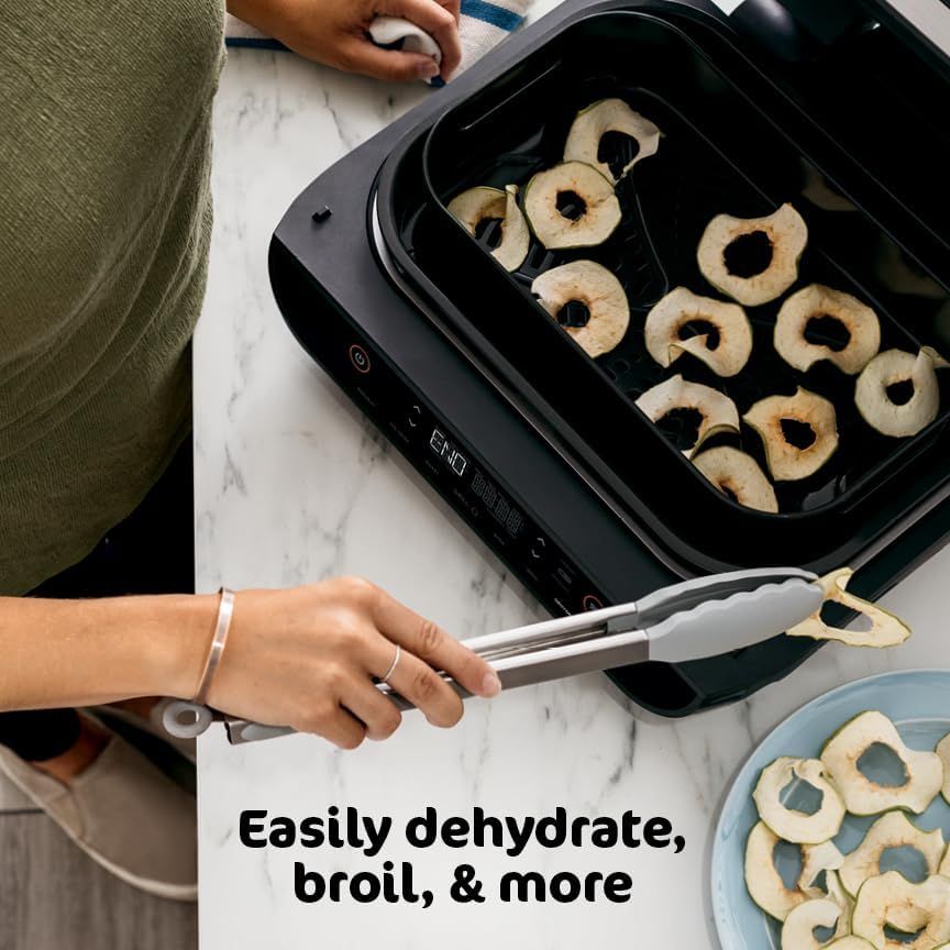 Demonstrates the product's versatility by showing it can perform multiple cooking functions like dehydrating and broiling, reassuring shoppers of its…