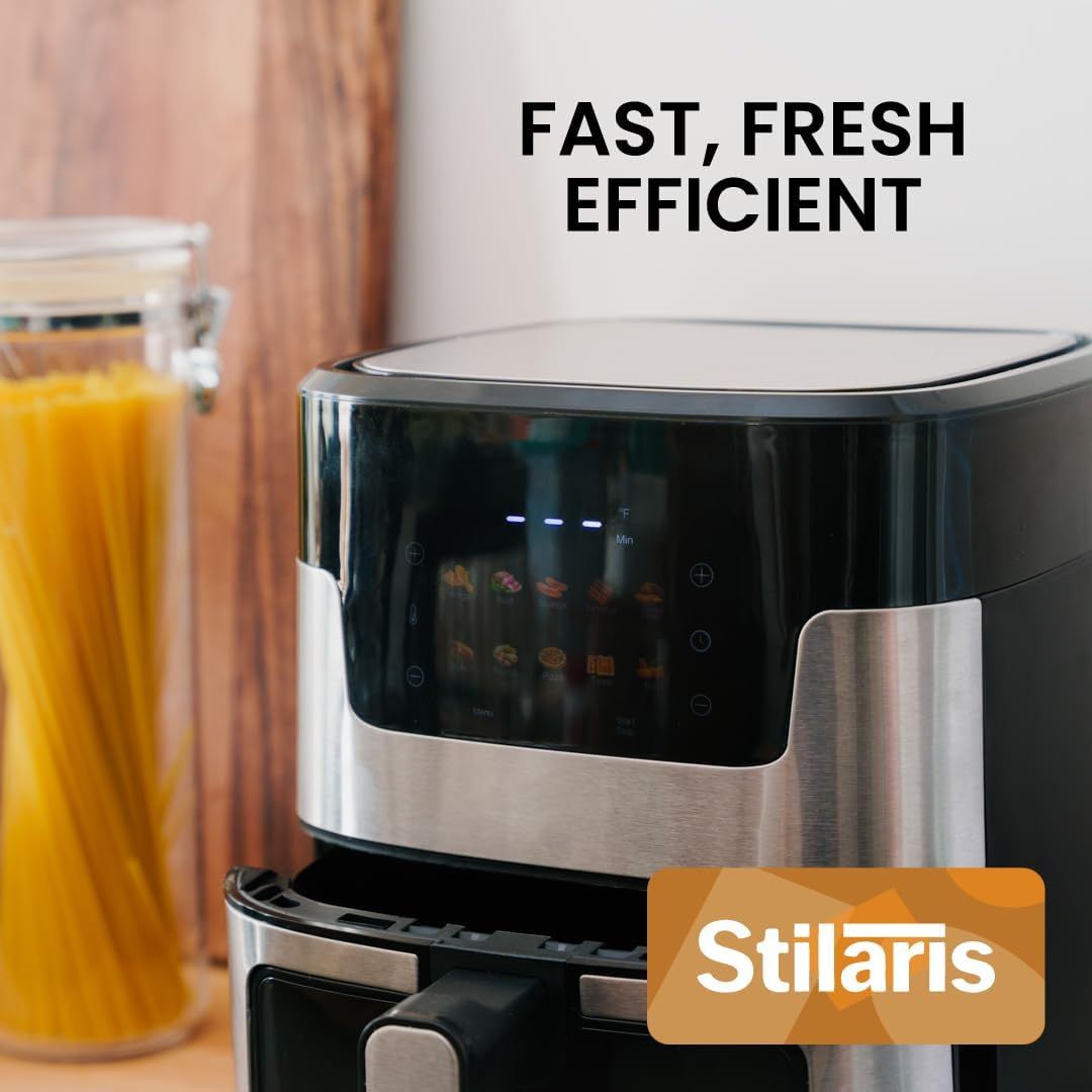 Communicates three key product benefits (speed, freshness, and efficiency) to position the air fryer as a high-performance kitchen appliance that saves time…
