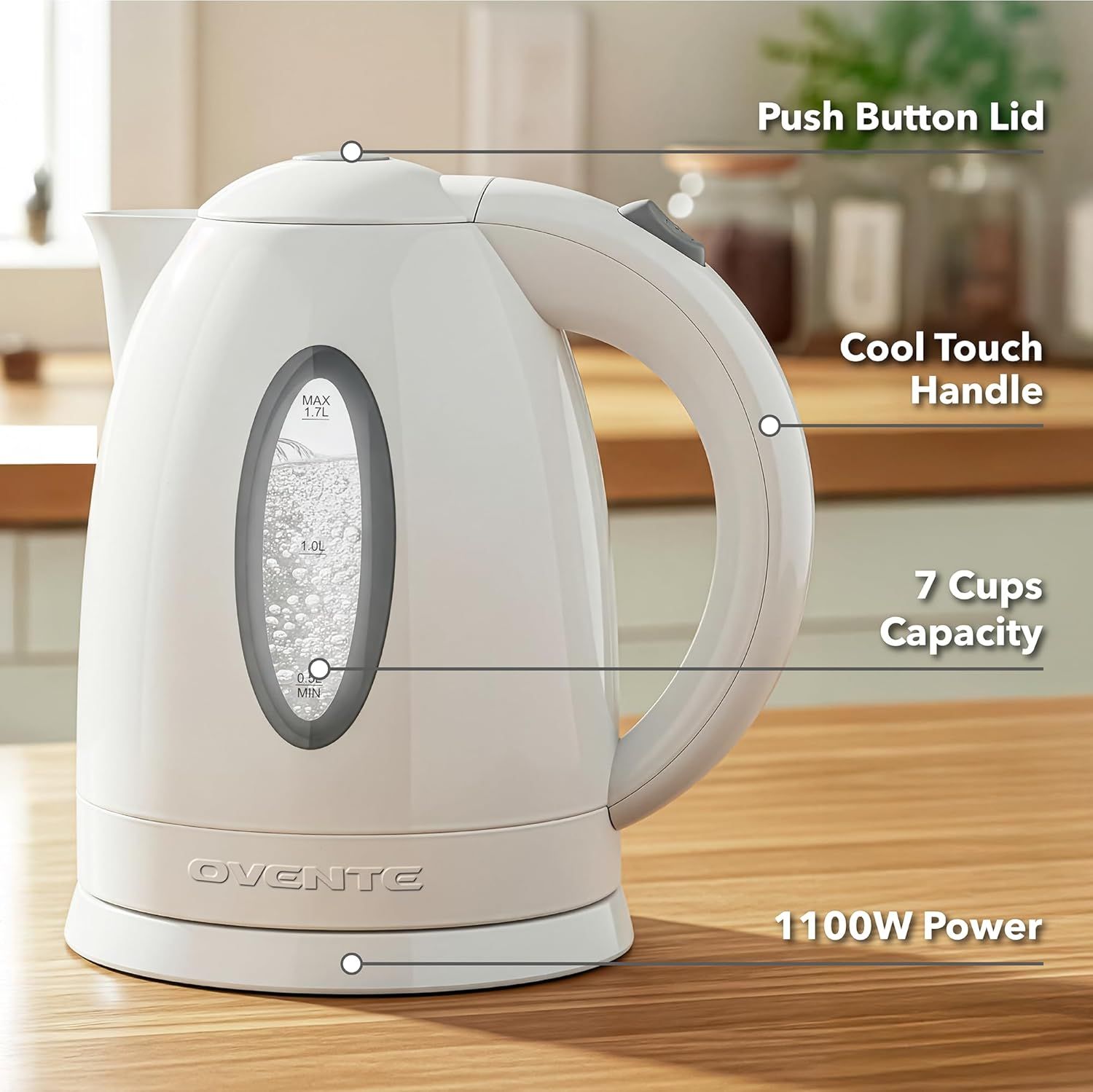 This image breaks down the kettle's key physical features and specifications using callout lines and labels, helping shoppers understand the product's…