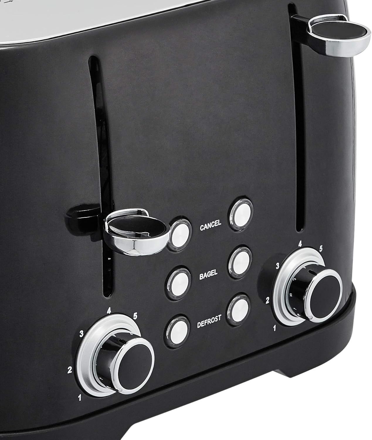 Highlights the physical components and controls of the toaster, showing shoppers the buttons (Cancel, Bagel, Defrost), dual dials for browning control, and…
