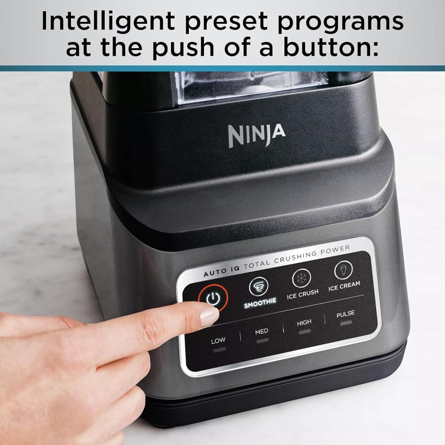Highlights the convenience of intelligent preset programs that can be activated with a single button press, reassuring shoppers that the blender is easy to…