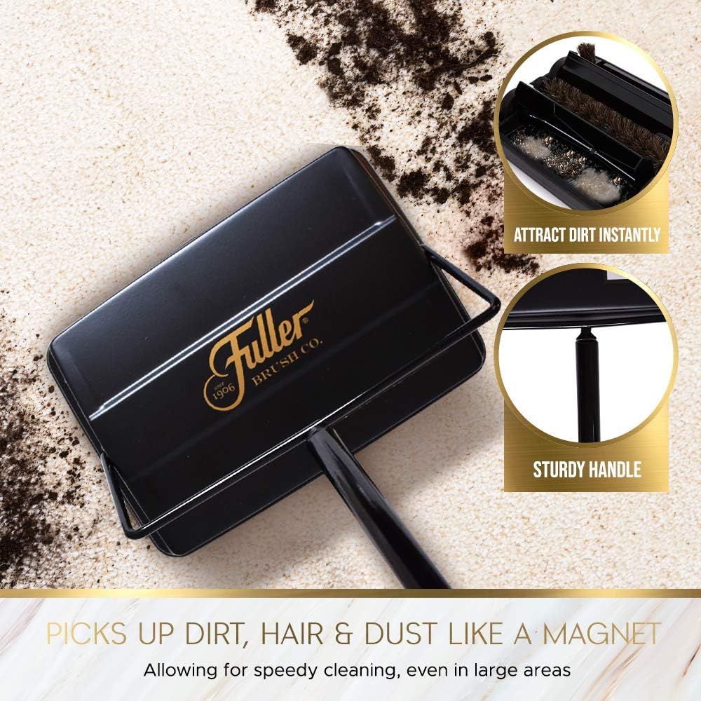 Communicates two distinct product benefits in a segmented layout: the brush's ability to attract dirt magnetically for efficient cleaning, and its durable…