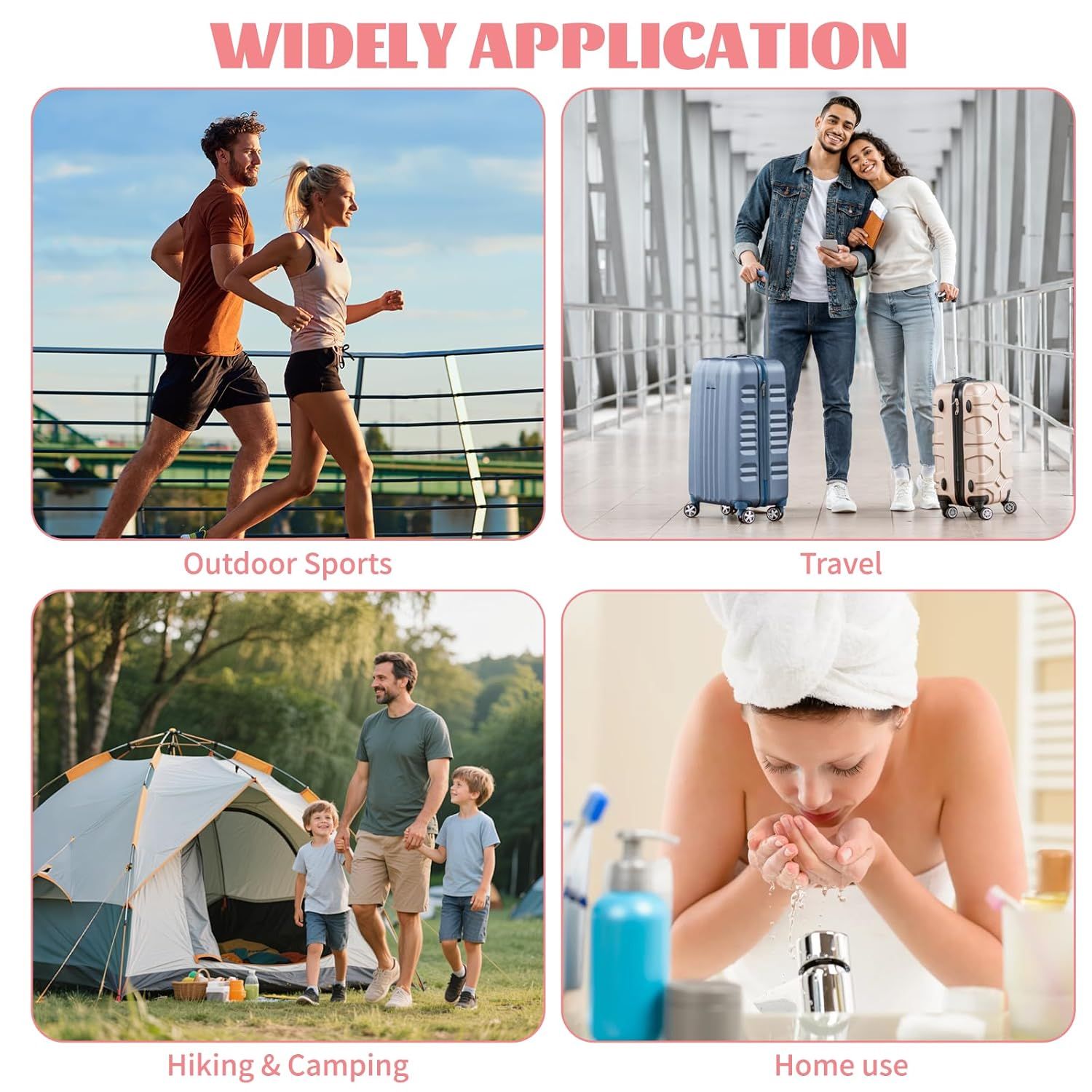 Demonstrates the product's versatility by showing it can be used across multiple real-world scenarios and environments, reassuring shoppers that it fits…