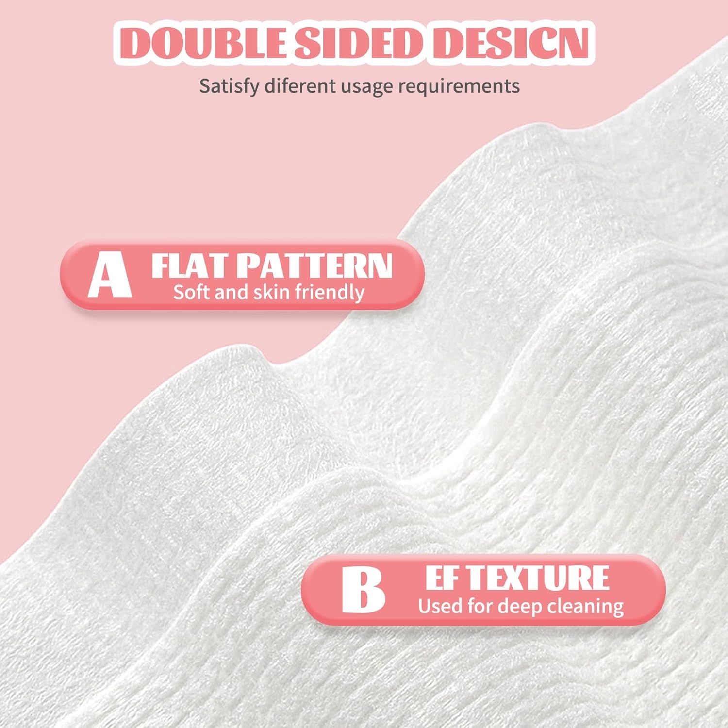 Highlights the product's two distinct sides with different textures and purposes—one soft and skin-friendly, the other for deep cleaning—to show versatility…