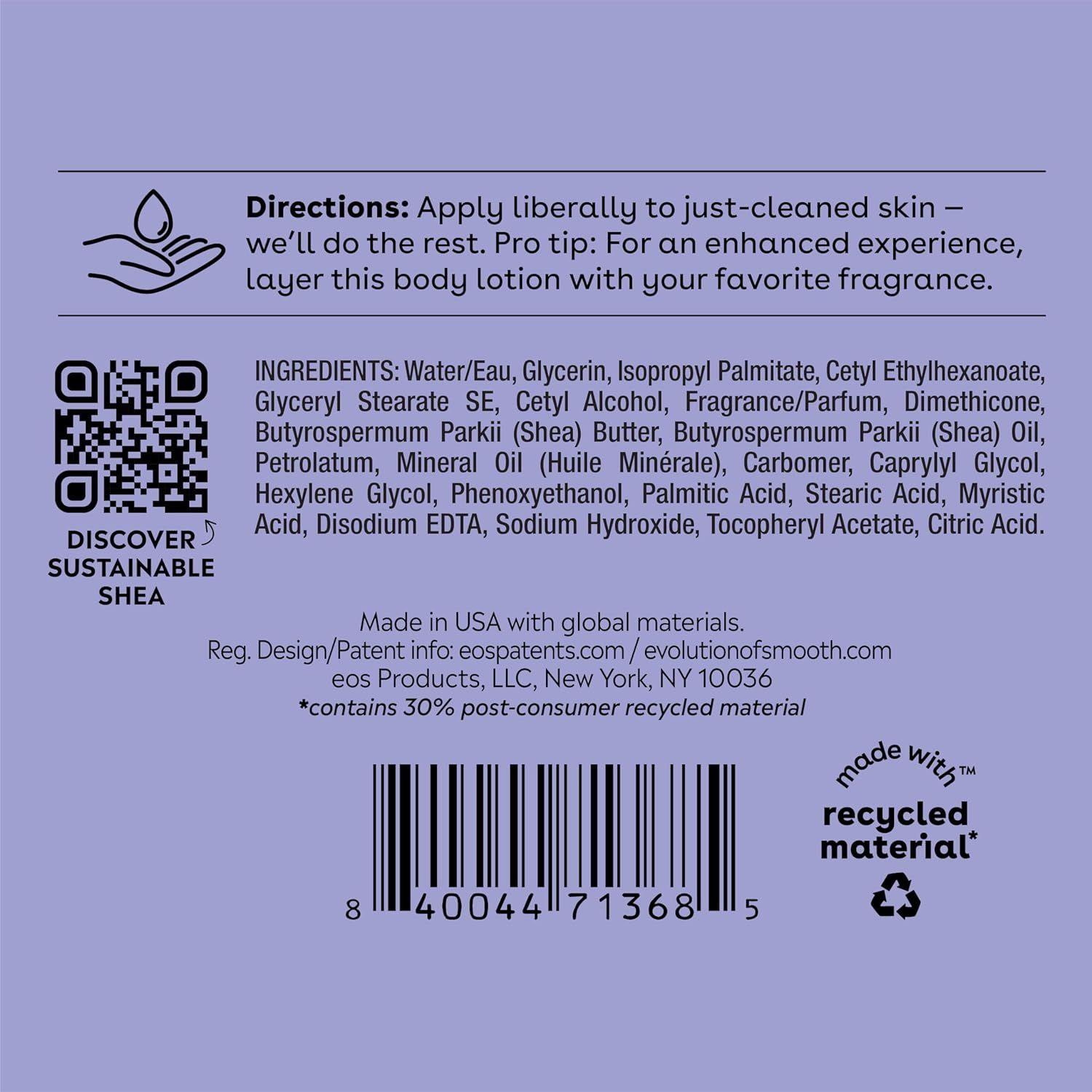 Provides clear usage directions for applying the body lotion to just-cleaned skin, with a pro tip for layering with fragrance to enhance the experience. Communicates the product's environmental…