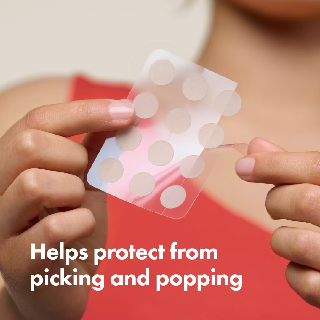 Communicates that the product (acne patches) helps protect skin from picking and popping, providing a clear behavioral benefit for acne care.