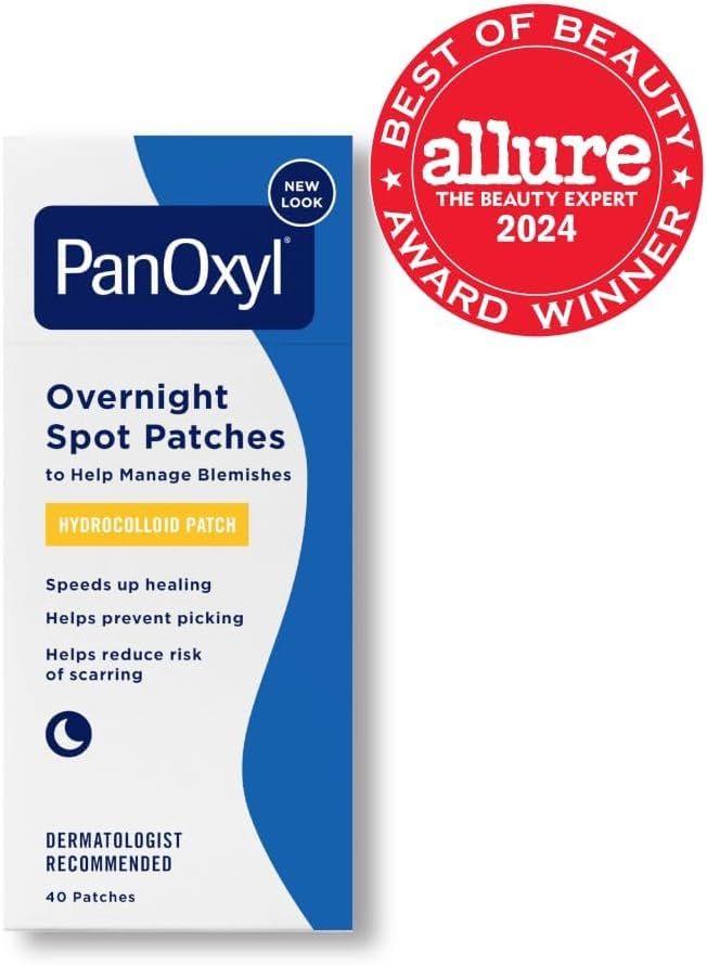 Communicates multiple distinct benefits of the overnight spot patches in a segmented layout to show shoppers how the product addresses blemishes through healing, prevention, and scar reduction.…