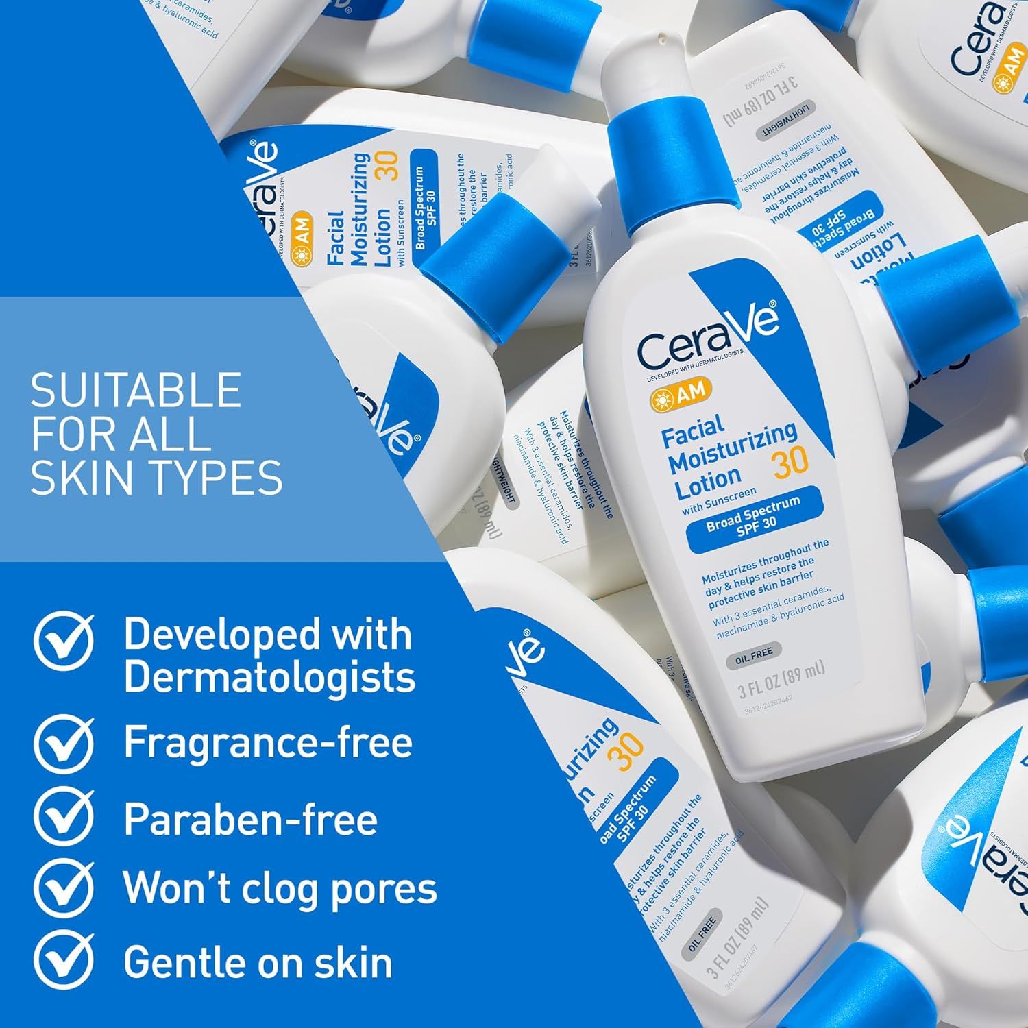 Communicates multiple product benefits and safety features to reassure shoppers that this facial moisturizing lotion is dermatologist-approved, free from…