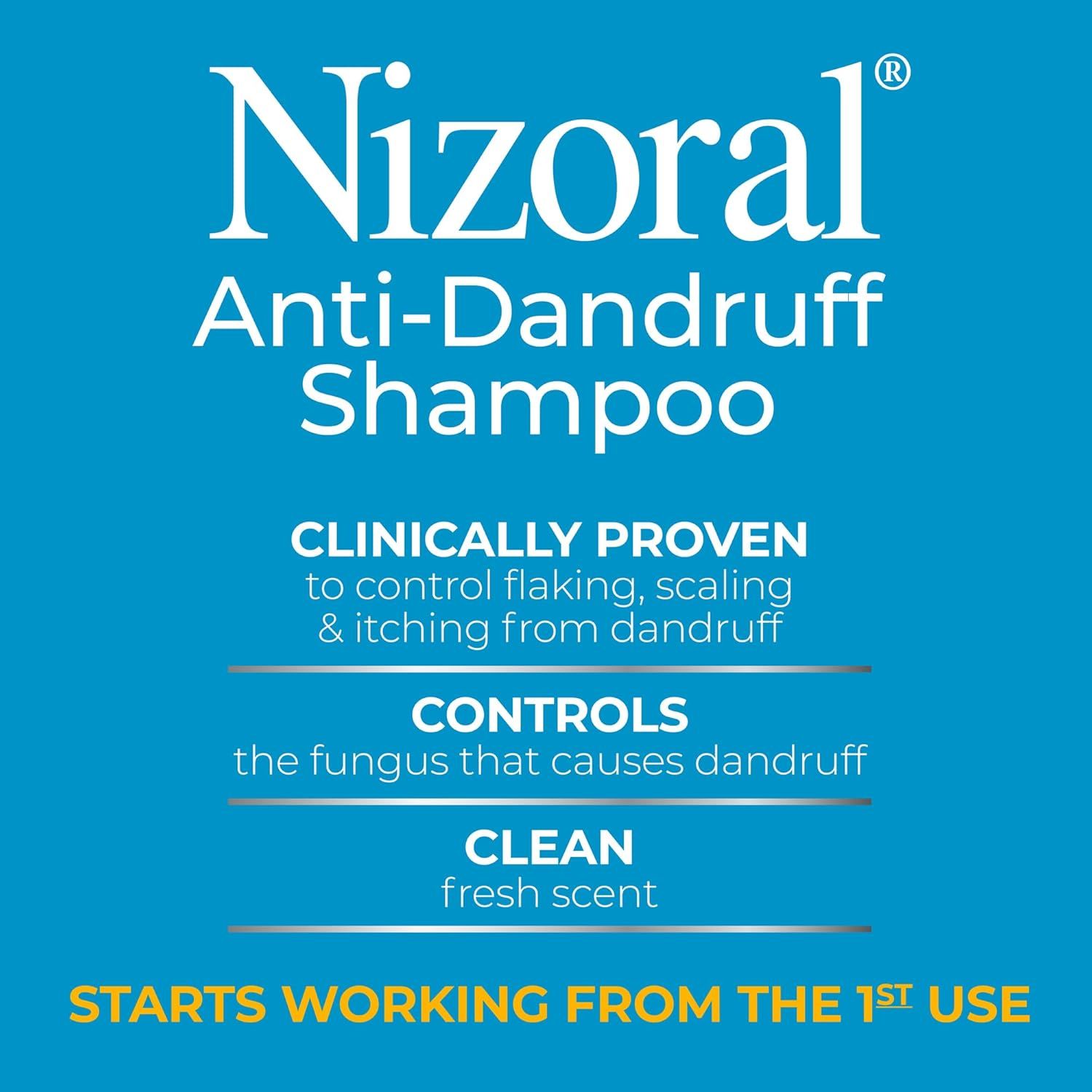Communicates multiple key benefits of the anti-dandruff shampoo in a segmented layout to reassure shoppers of its clinical effectiveness, comprehensive…