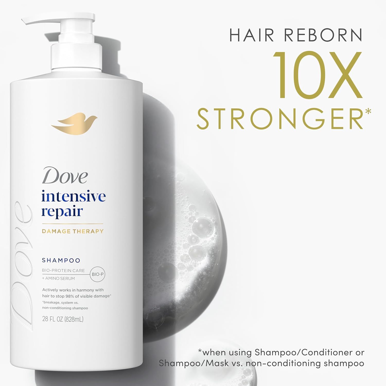 Communicates a bold quantifiable performance claim that the product makes hair 10 times stronger, reassuring shoppers of the product's effectiveness and superior results. Highlights the core benefit…