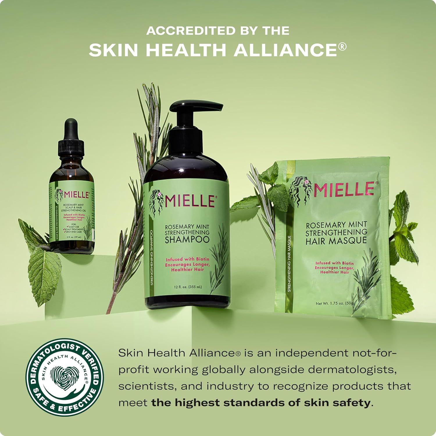 Communicates that the product line has been accredited by the Skin Health Alliance, reassuring shoppers of its safety and effectiveness for skin health.