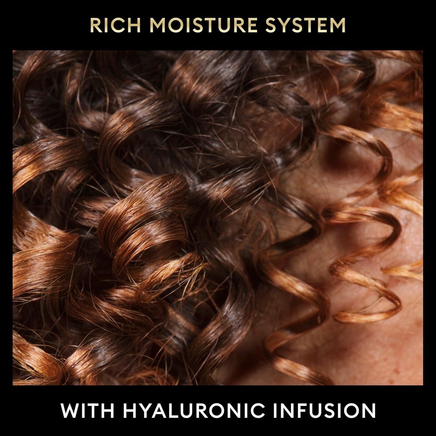 Highlights the product's moisturizing technology featuring hyaluronic acid to communicate hydration benefits and appeal to shoppers seeking hair moisture and…