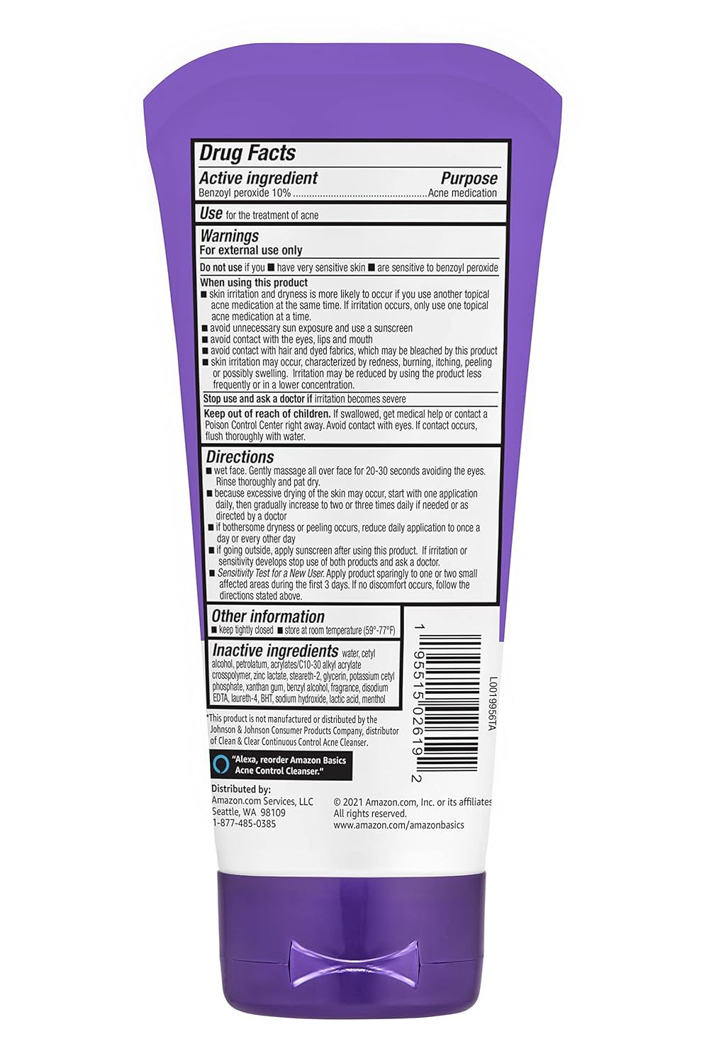 Shows the back of the product packaging with drug facts, warnings, directions, and ingredients to provide shoppers with complete product information and…