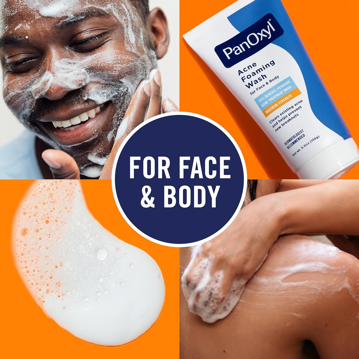 Demonstrates the product's versatility by showing it can be used on both face and body, appealing to shoppers looking for a multi-purpose acne treatment…