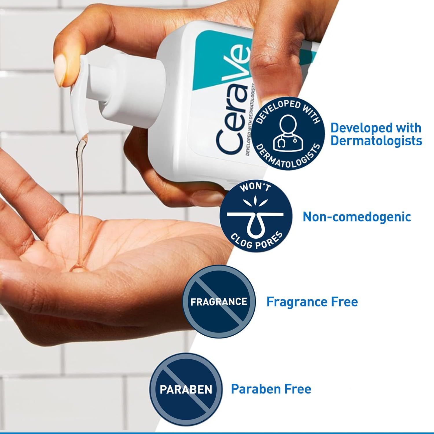 Communicates multiple product benefits and safety features to reassure shoppers that the product is dermatologist-approved, gentle on skin, and free from…