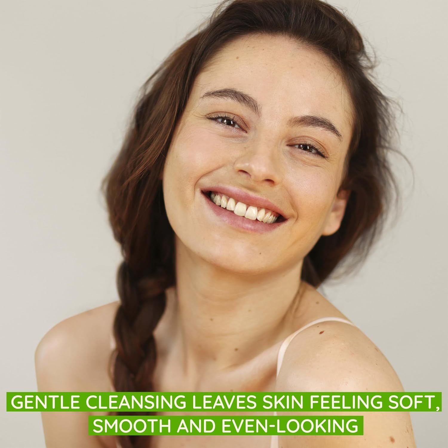 Communicates that the product provides gentle cleansing that results in soft, smooth, and even-looking skin, reassuring shoppers about the product's…