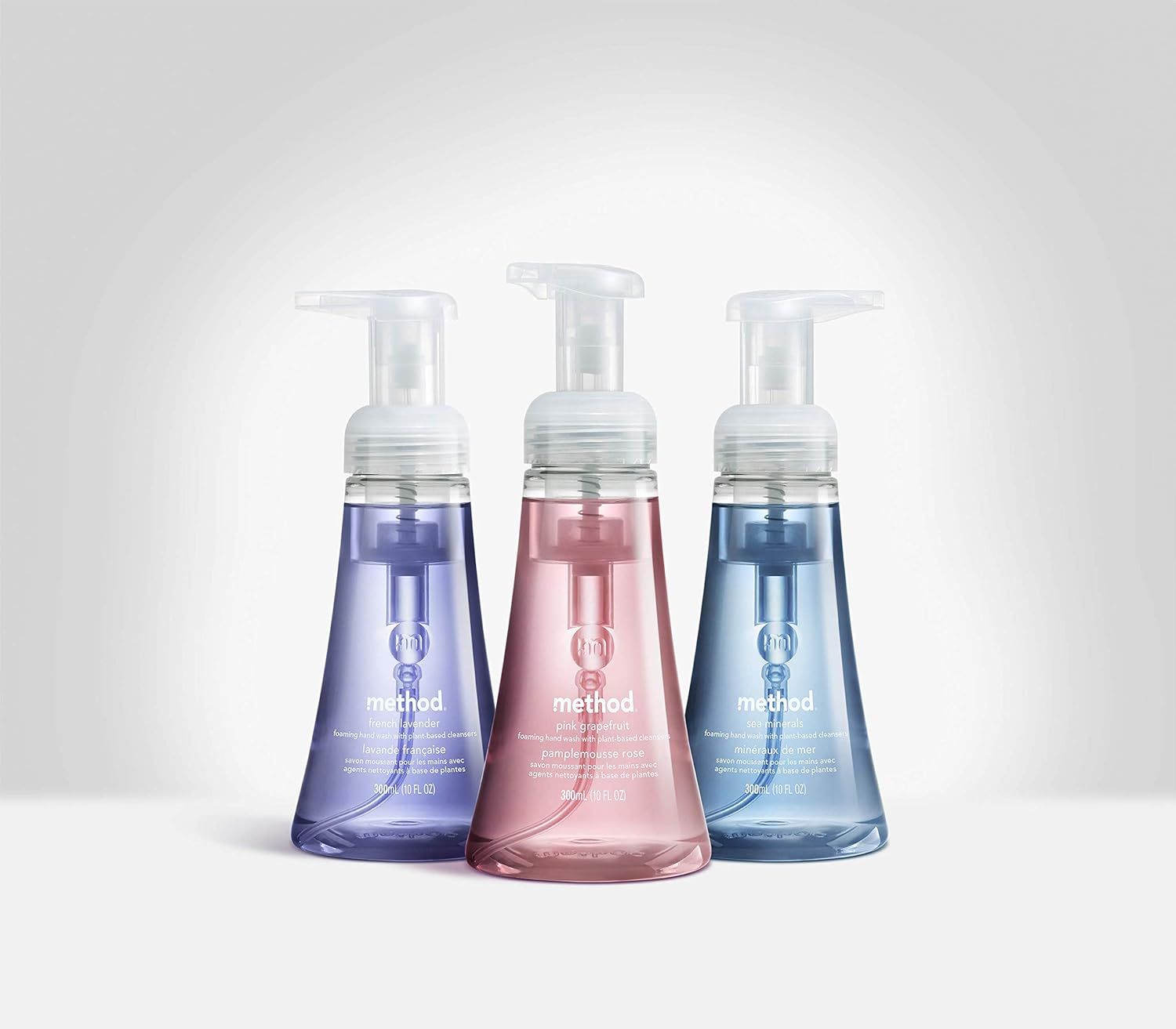 Showcases the brand's product lineup with multiple scent options (lavender, pink grapefruit, sea minerals) to help shoppers choose their preferred variant and…