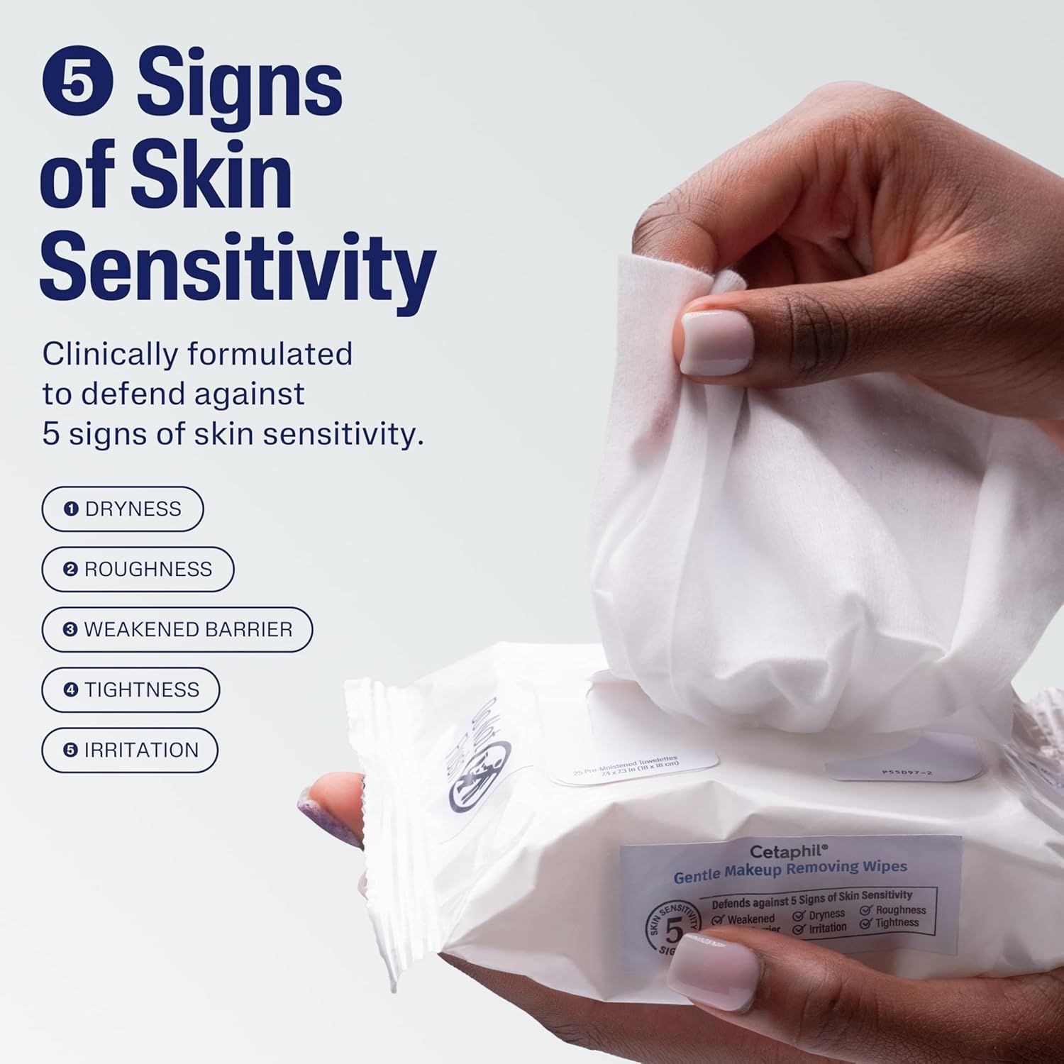 Communicates that the product is specifically designed to address multiple signs of skin sensitivity, reassuring shoppers with sensitive skin that this…