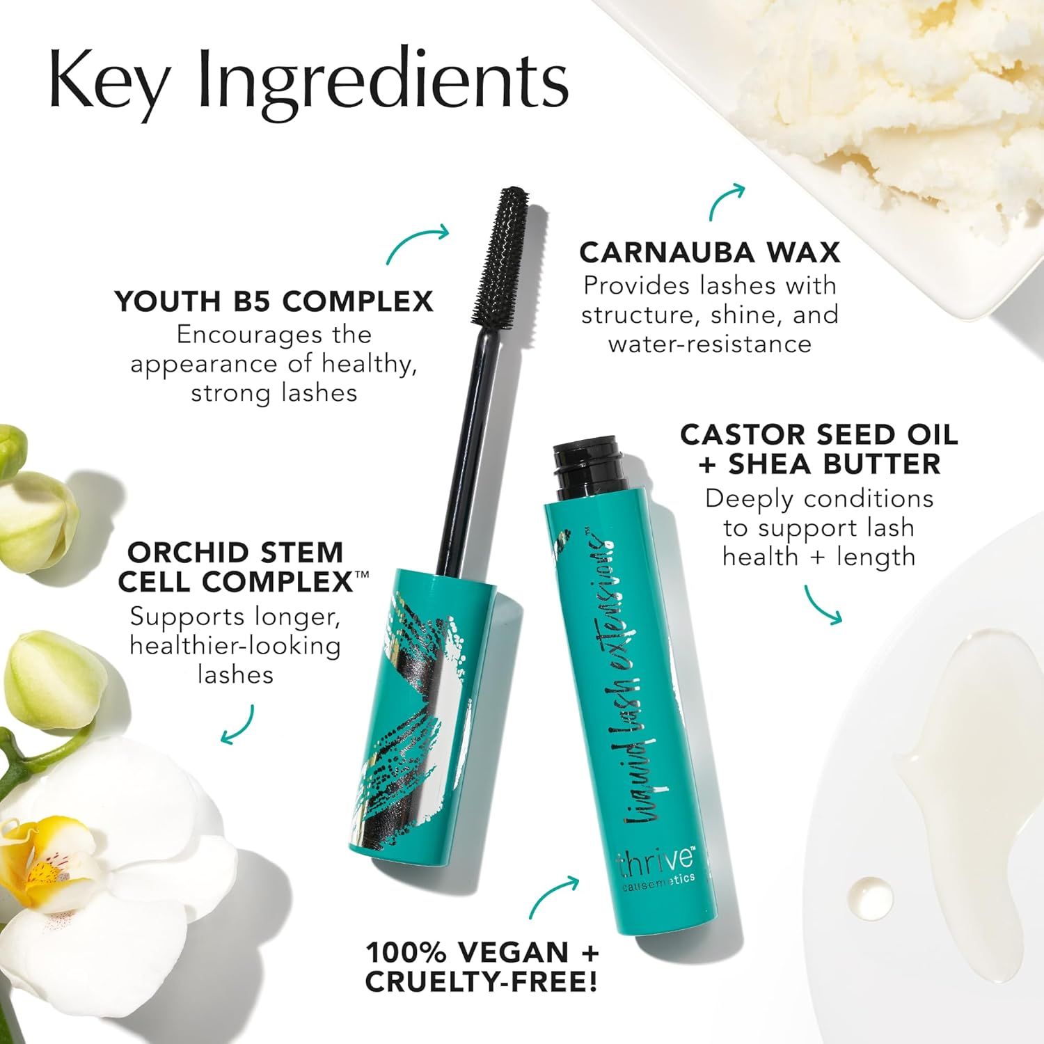 Highlights multiple key ingredients and their specific benefits for lash health, structure, and conditioning to reassure shoppers of the product's premium…