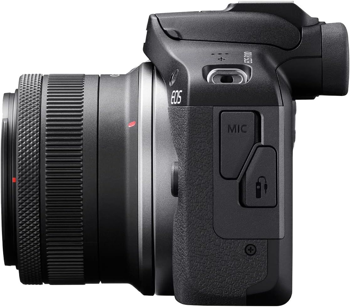 Provides a clean, catalog-style view of the camera from the side to show its physical design, controls, and build quality without distractions.