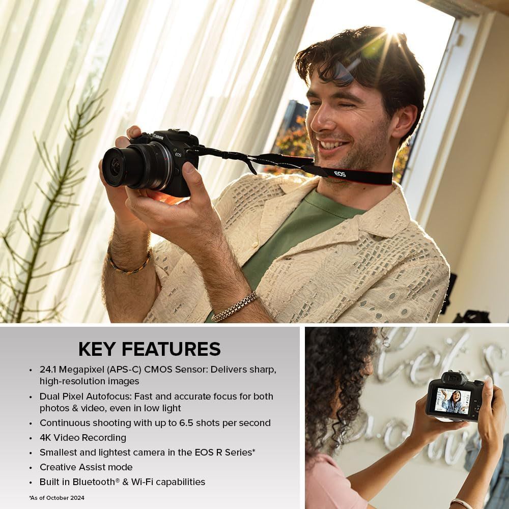 Communicates multiple technical features and benefits of the camera in a structured, bulleted list format to help shoppers understand the product's…