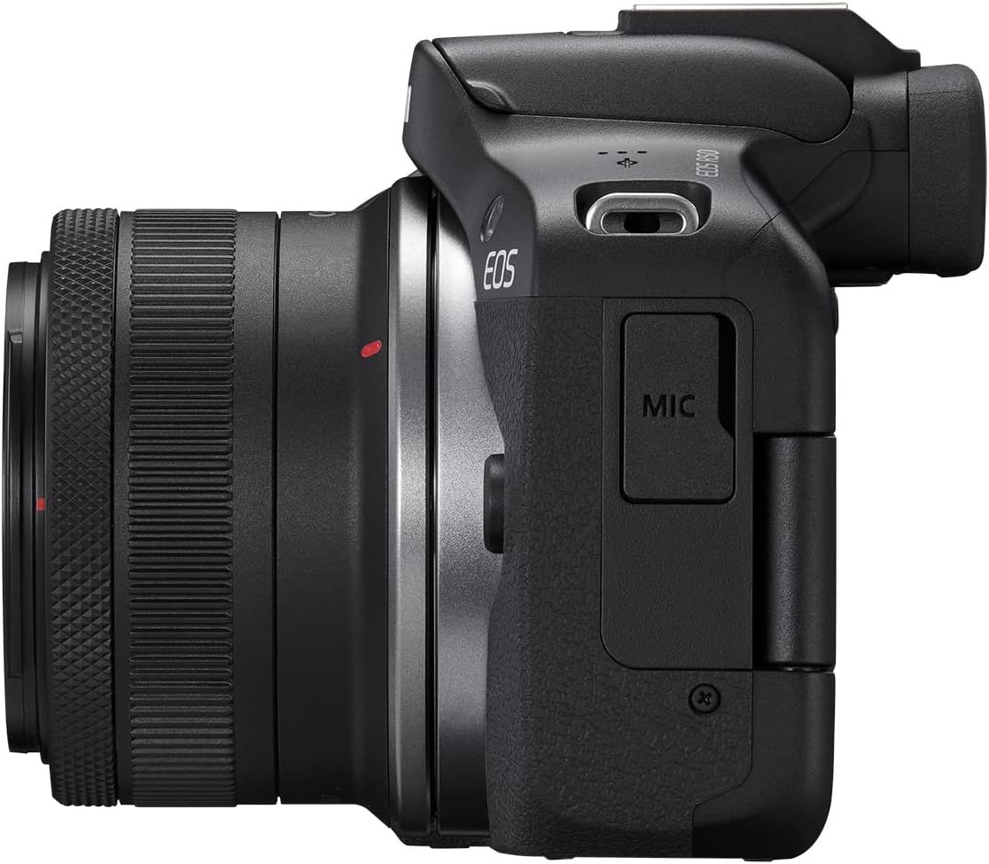 Provides a clean, catalog-style view of the camera from the side profile, allowing shoppers to see the physical design, build, and key features like the lens,…