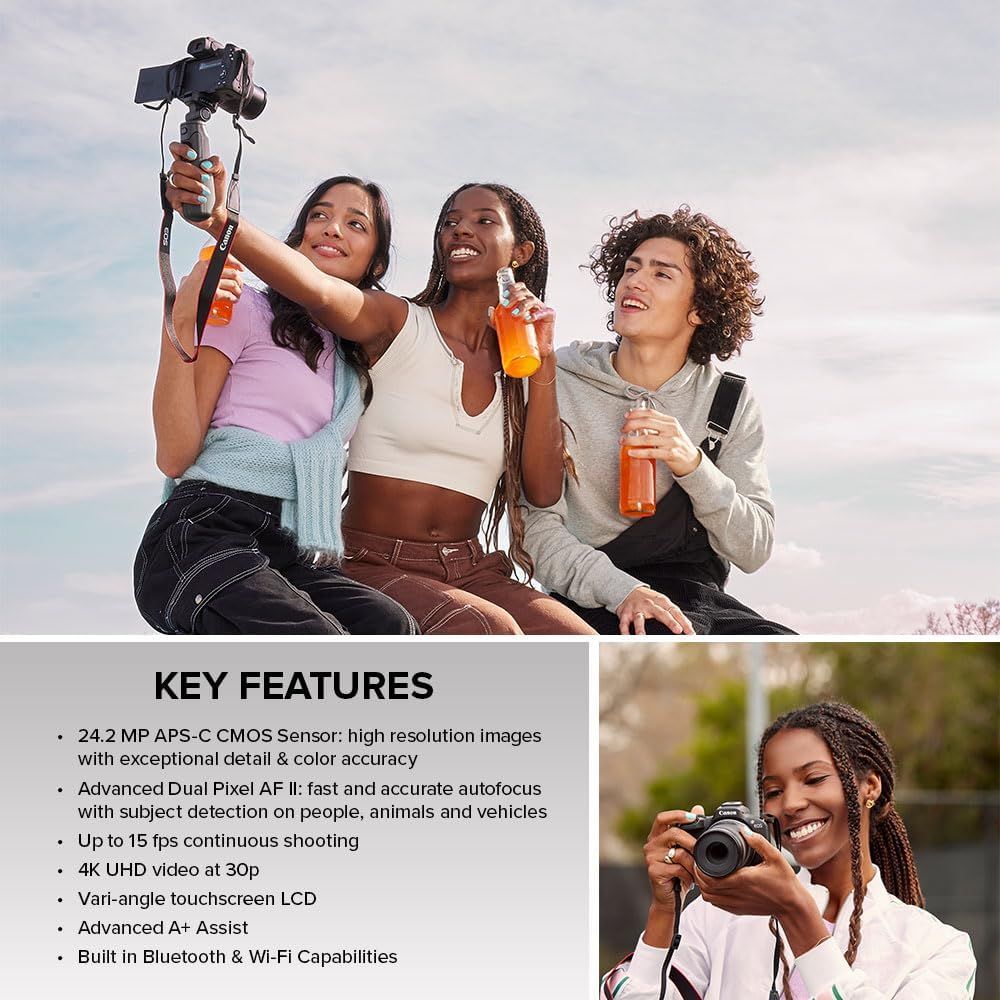 Communicates multiple technical features and capabilities of the camera to demonstrate its comprehensive functionality for photography and videography…