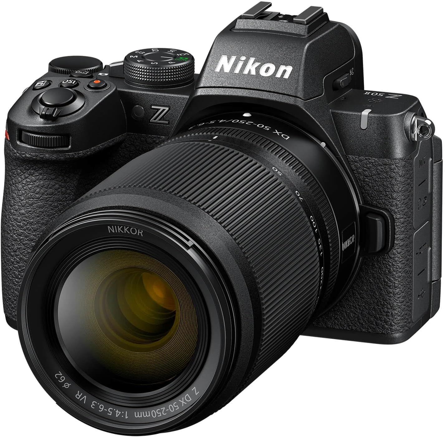 Provides a clean, professional catalog-style view of the Nikon camera with lens on a pure white background, allowing shoppers to see the product clearly…