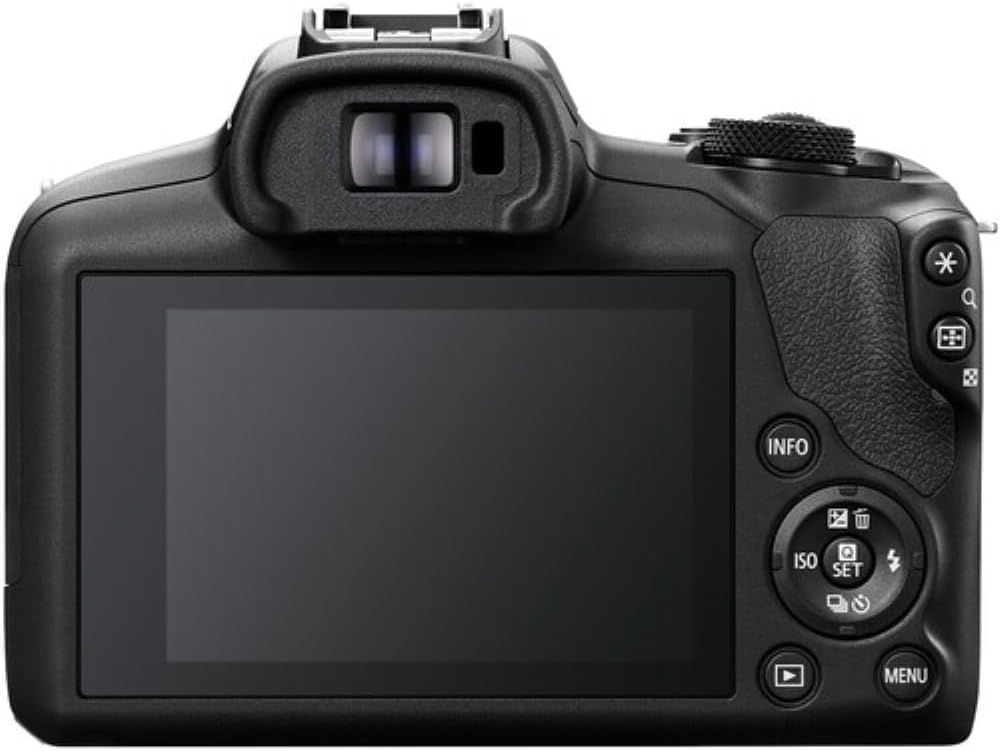 Provides a clean, catalog-style view of the camera's back panel showing the LCD screen and control buttons without any distractions, allowing shoppers to see…