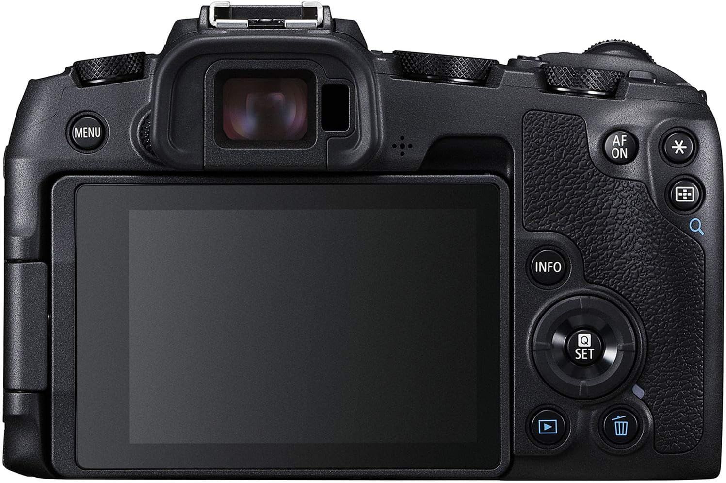 Provides a clean, catalog-style view of the camera's back panel showing the screen and controls without any distractions, allowing shoppers to see the product…