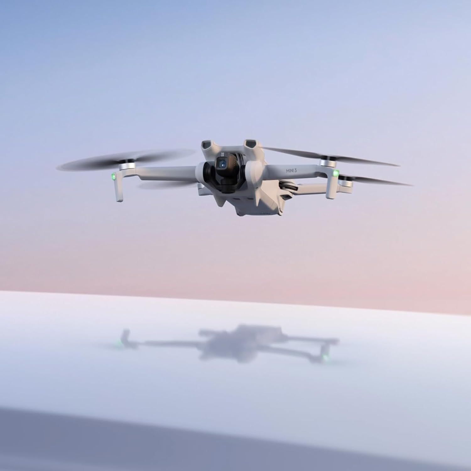Demonstrates the drone in real-world use, hovering in flight to show its capability and design in action.