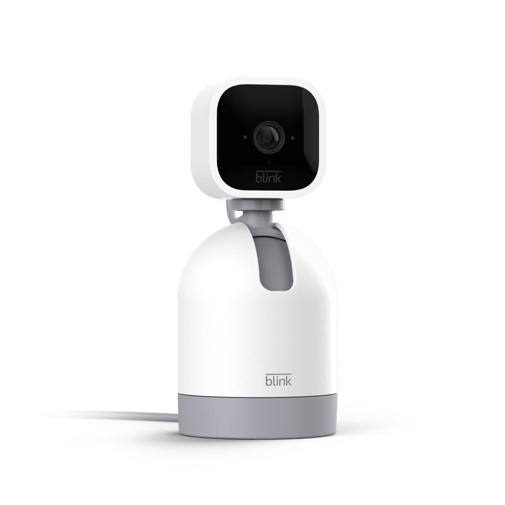 Provides a clean, catalog-style view of the Blink security camera with its mounting base, allowing shoppers to see the product design and form factor clearly…